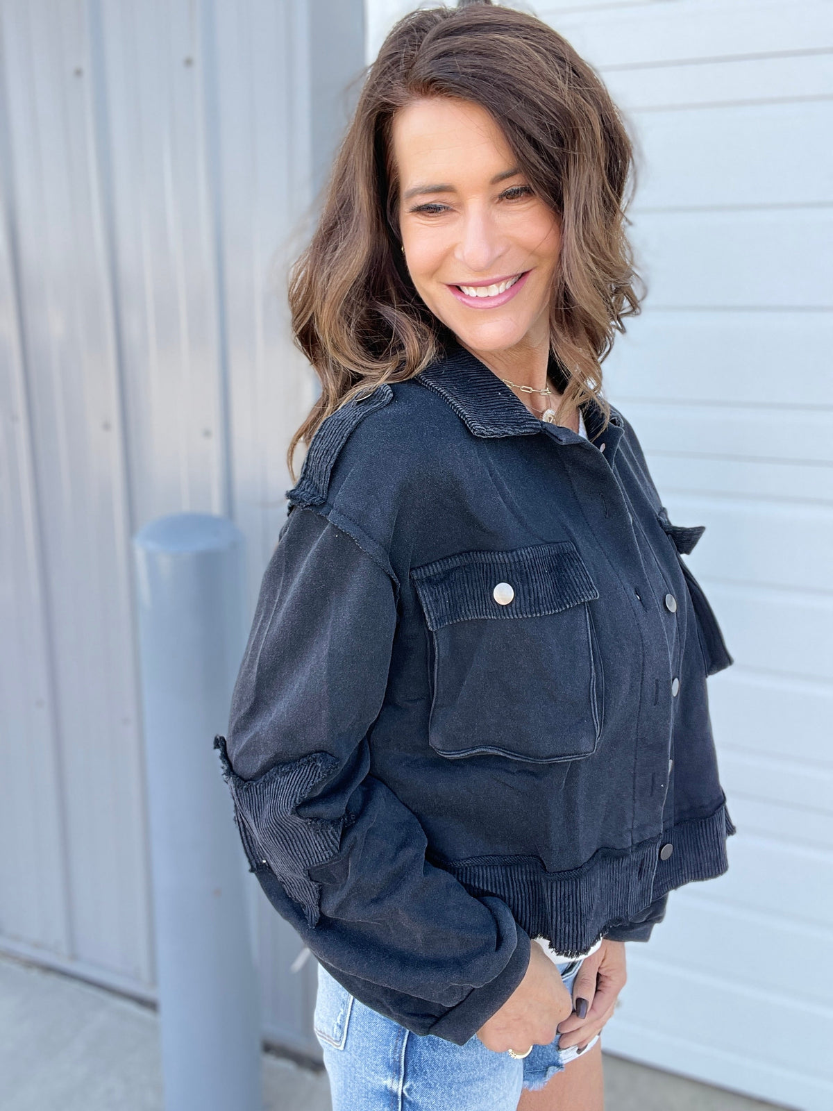 POL Starlight Glow Oversized Star Patch Jacket In 3 Colors *Final Sale*