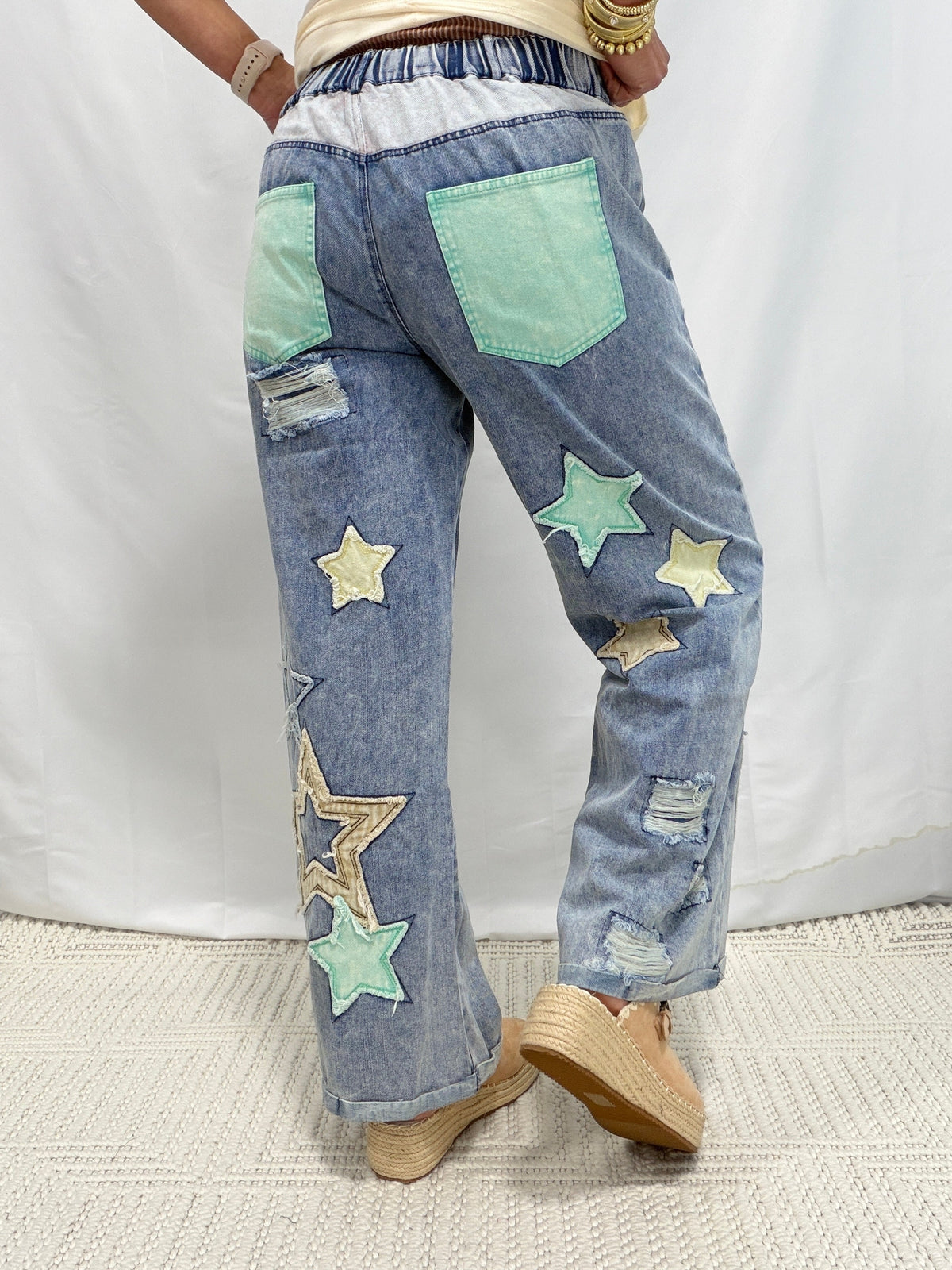 Patchwork Play Wide Leg Jeans In Denim