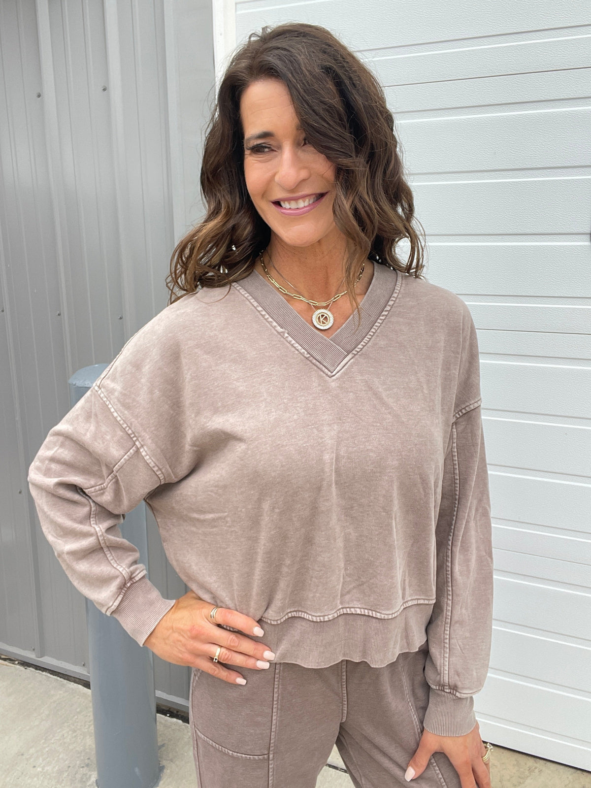 A Million Reasons Why V Neck Comfy Knit Long Sleeve Top In 6 Colors: Olive, Black, Mocha, Blue, Rose, Wine *Final Sale*