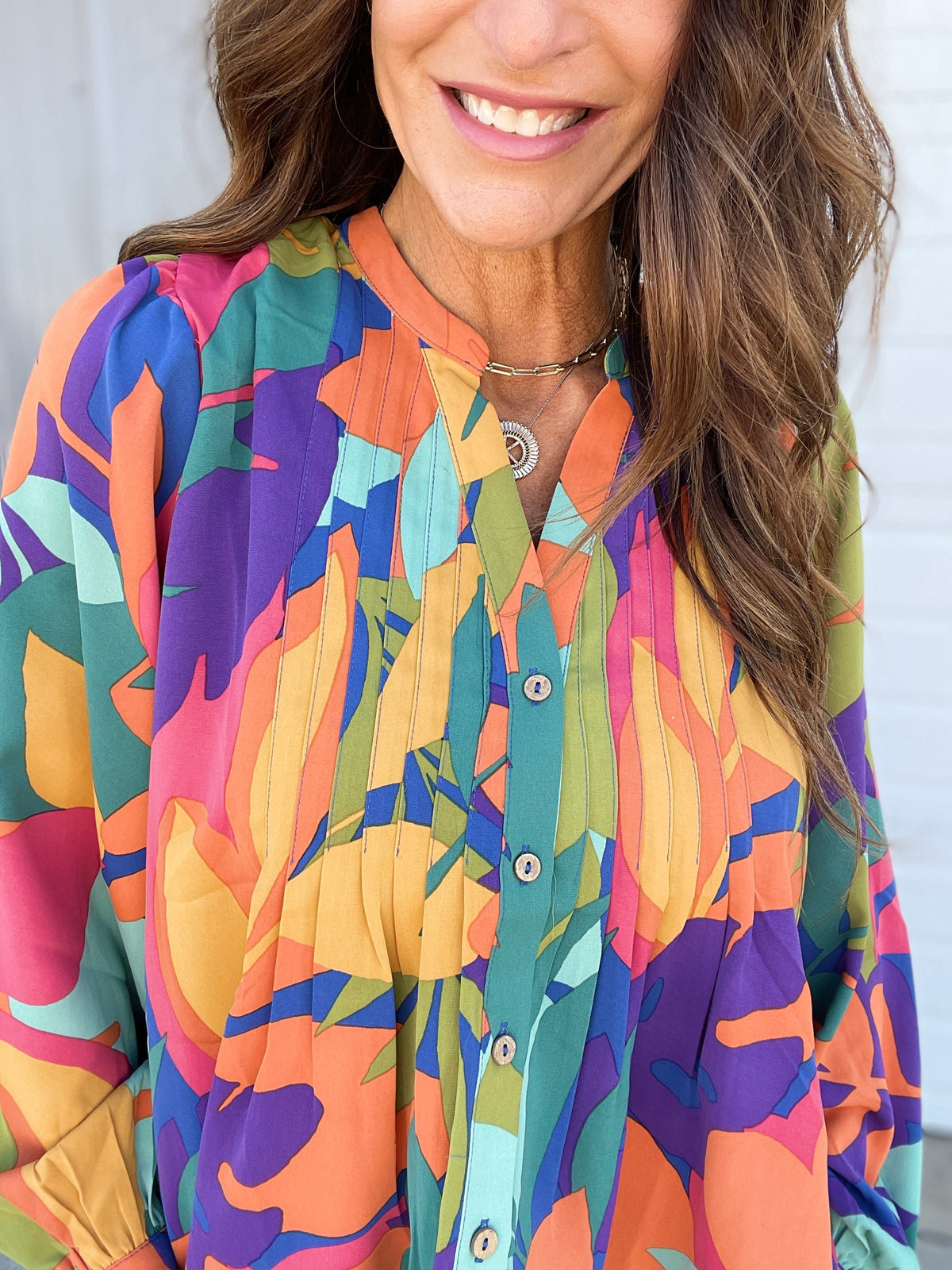 Day Is Bright Button Down Top In 3 Colors: Magenta, Mocha, Peach *Final Sale*