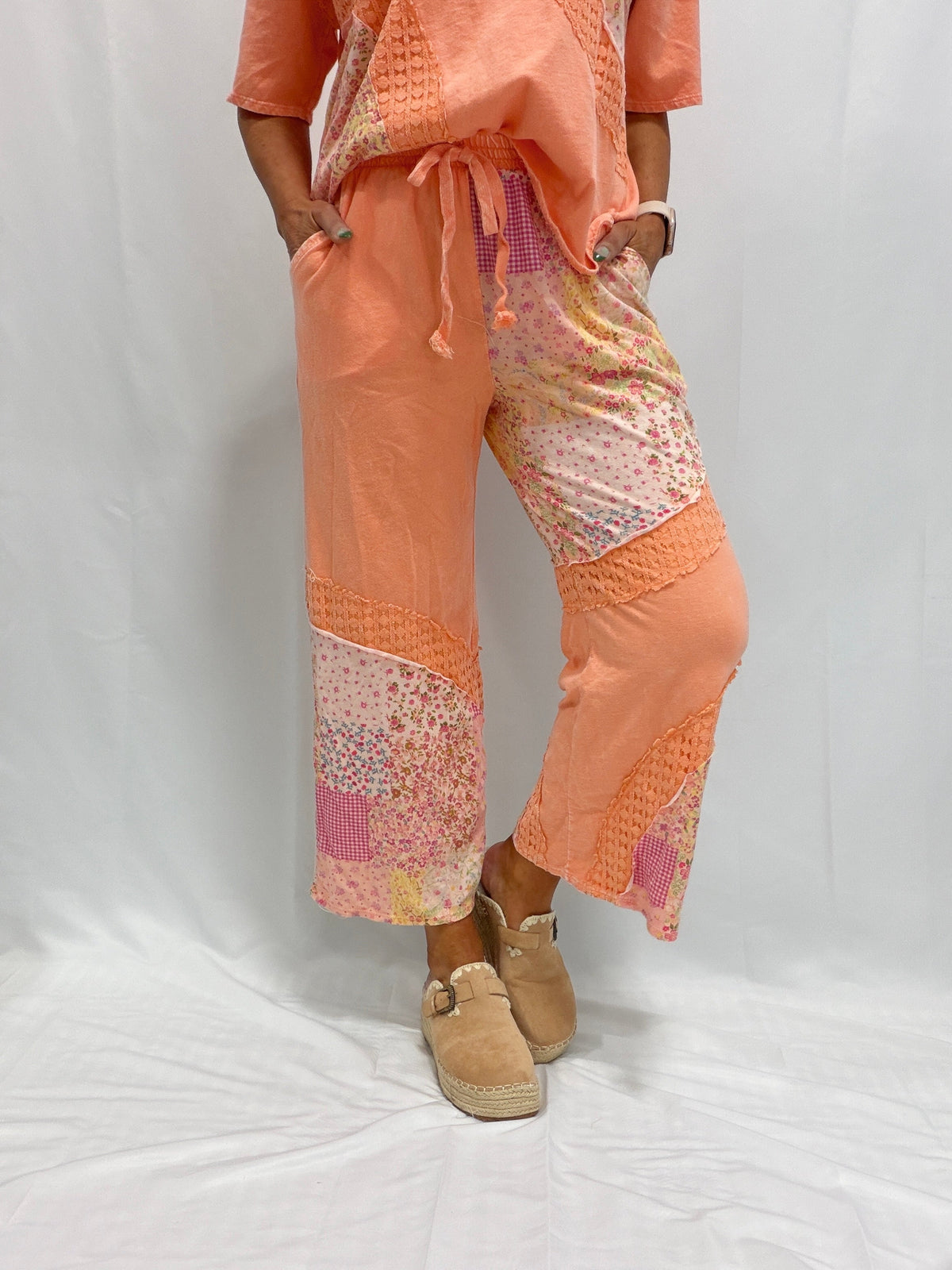 Blossom Trail Mineral Washed Picnic Print Pants in 4 Colors
