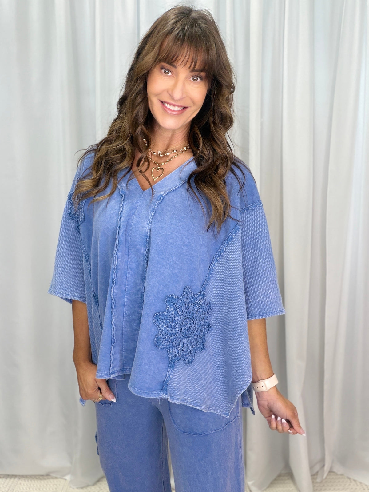 Pick A Date Mineral Washed Boho V-Neck Top In 5 Colors