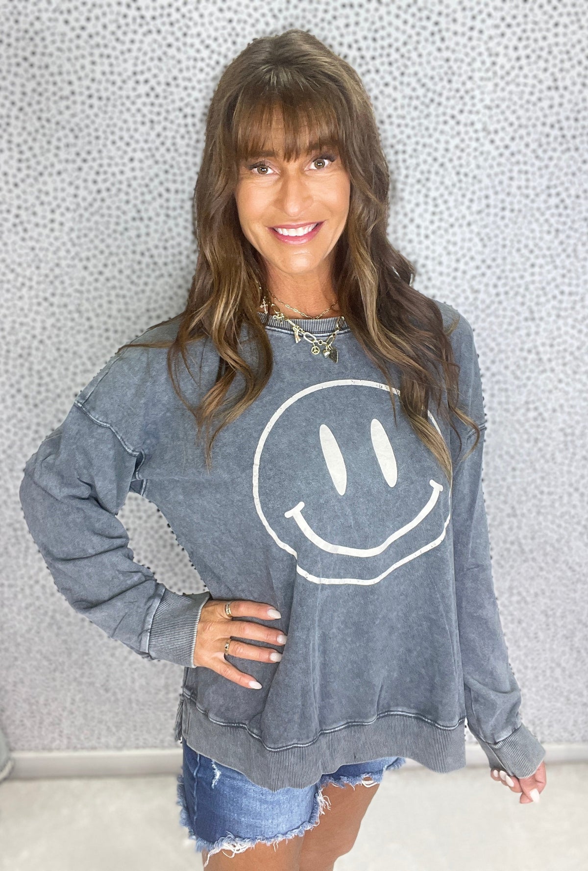 Curvy Pure Happiness Mineral Washed Pullover