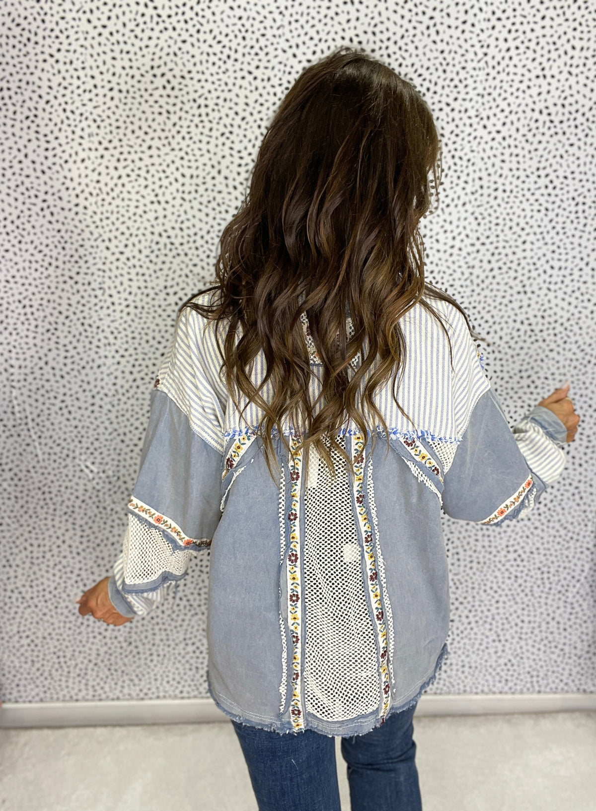 Pol Emberlane Oversized Embroidered Stripe Jacket