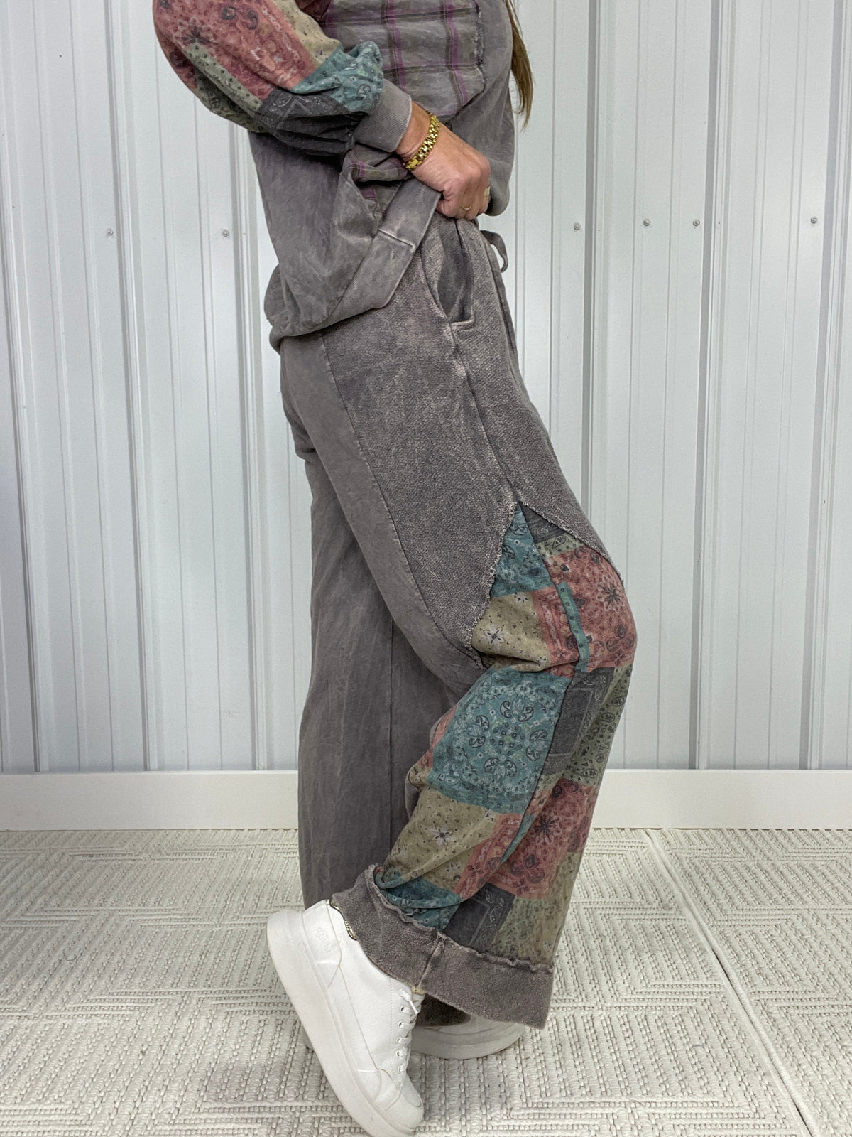 Patchwork Journey Wide Leg Pants in 2 Colors