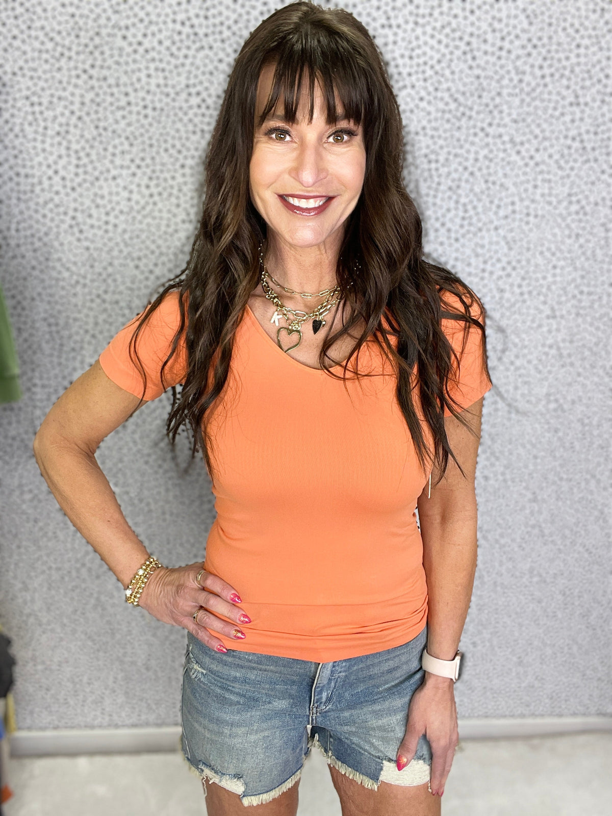 Everyday Great Scoop Neck Reversible Short Sleeve Top In Ten Colors