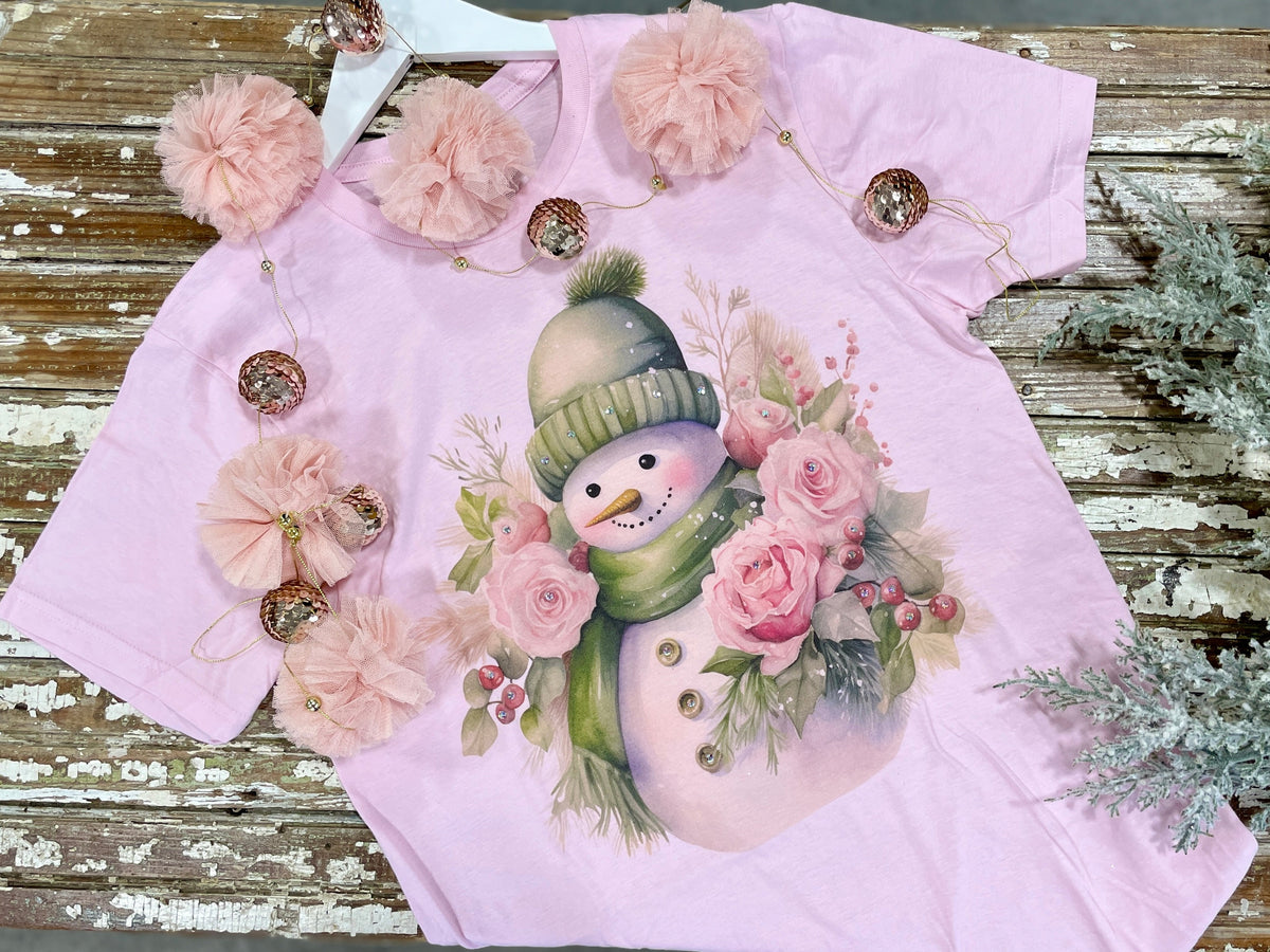 Green Snowman Bling Tee
