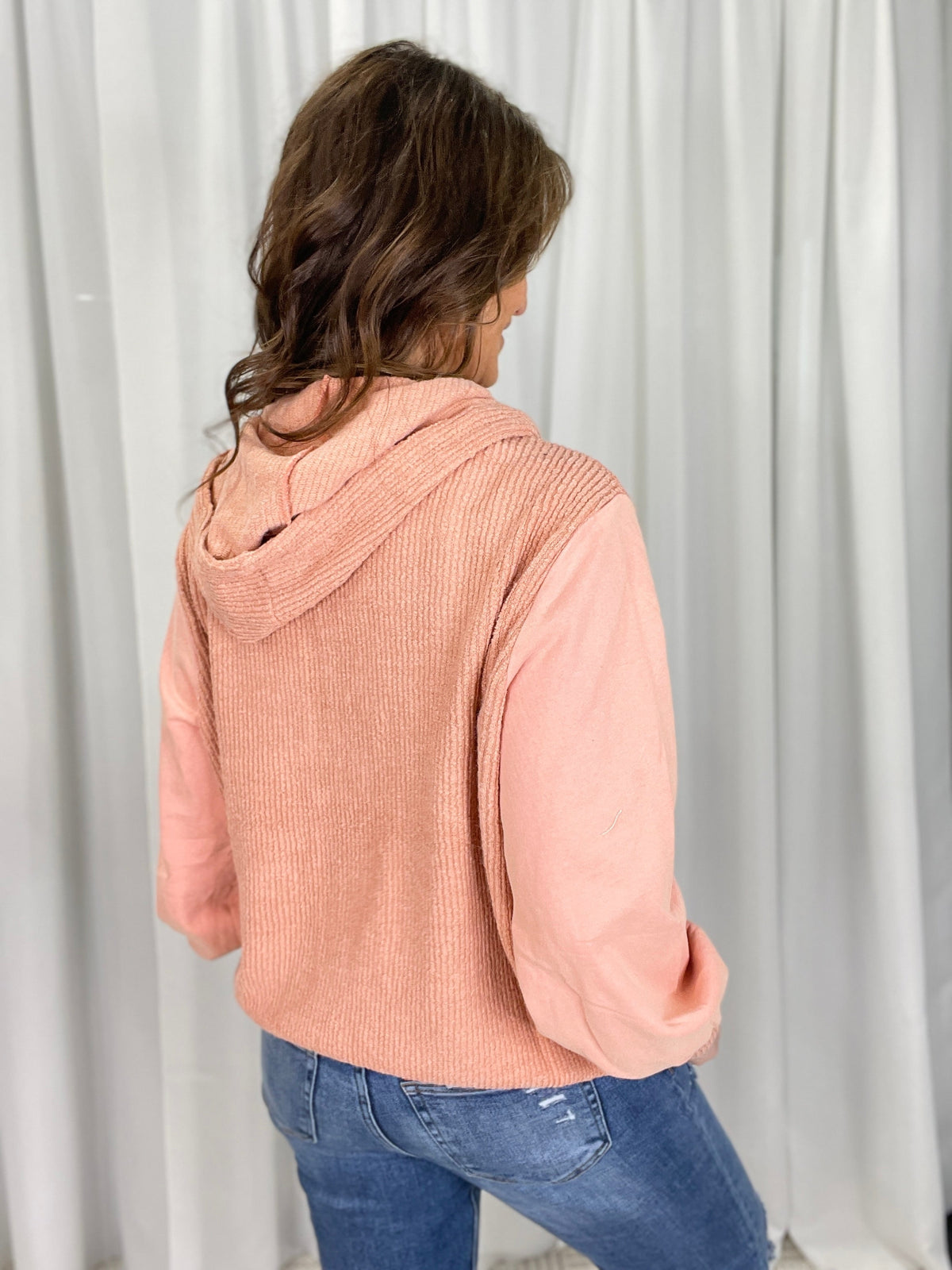 POL Chasing Daylight Oversized Granny Square Top In Peach