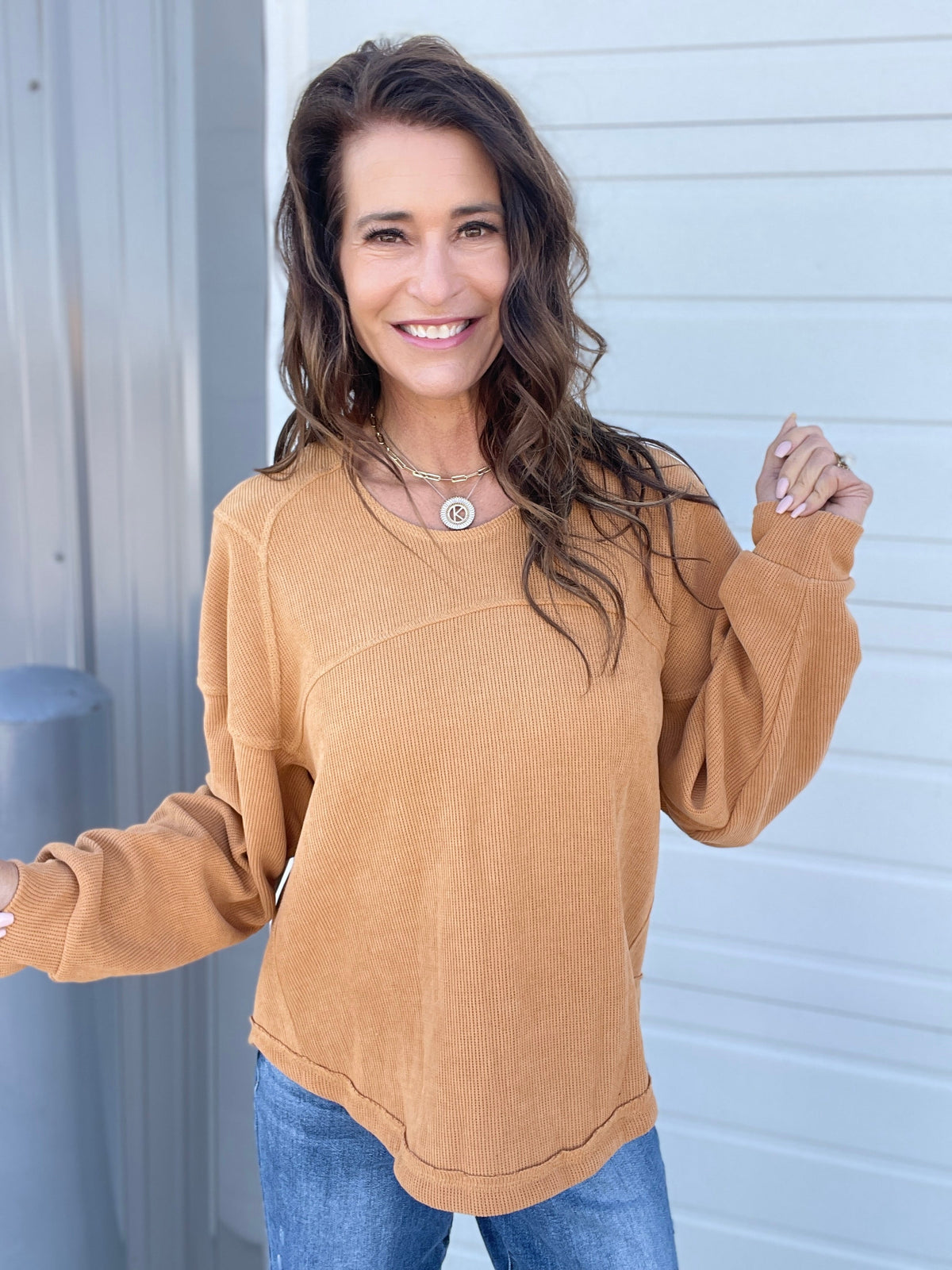 Stick Season Long Sleeve Soft Knit Top In 2 Colors