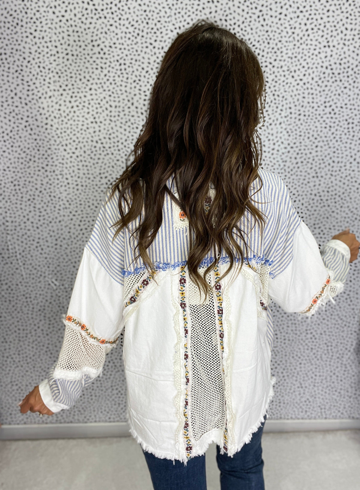 Pol Emberlane Oversized Embroidered Stripe Jacket