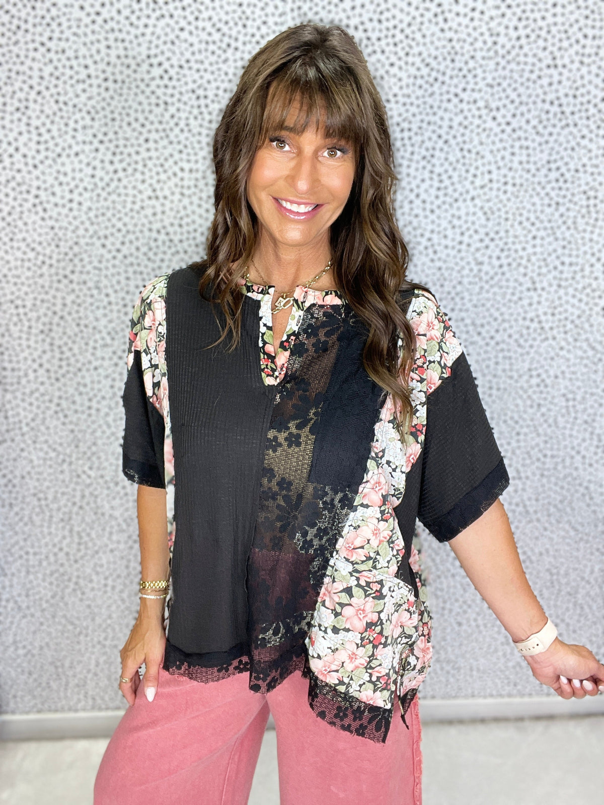 POL Meadow Bloom Patchwork Top