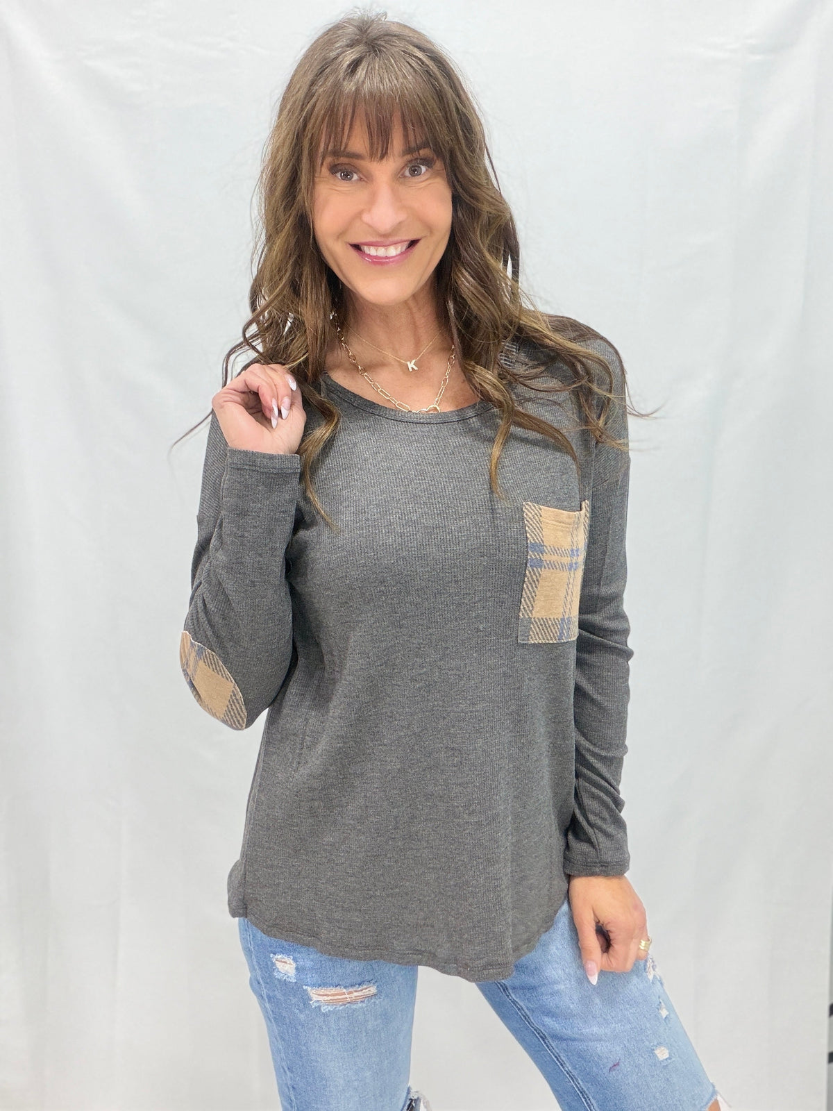 Cozy Contrast Plaid Top *Final Sale*