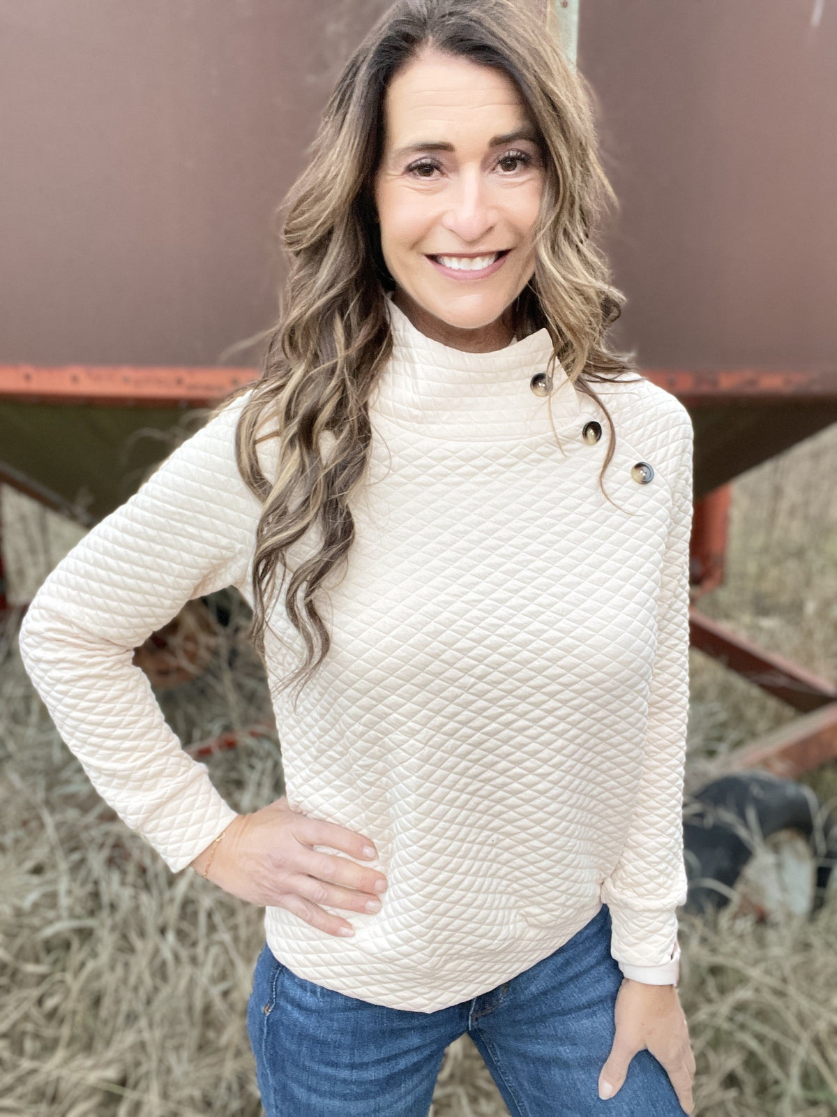 Button Up Buttercup Quilted Detail Top *Final Sale*