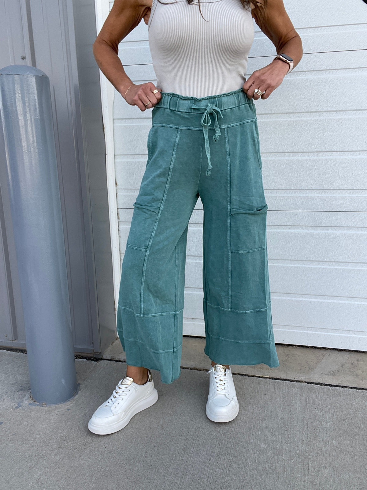 Get Going Mineral Washed Knit Crop Pants In 11 Colors *Final Sale*