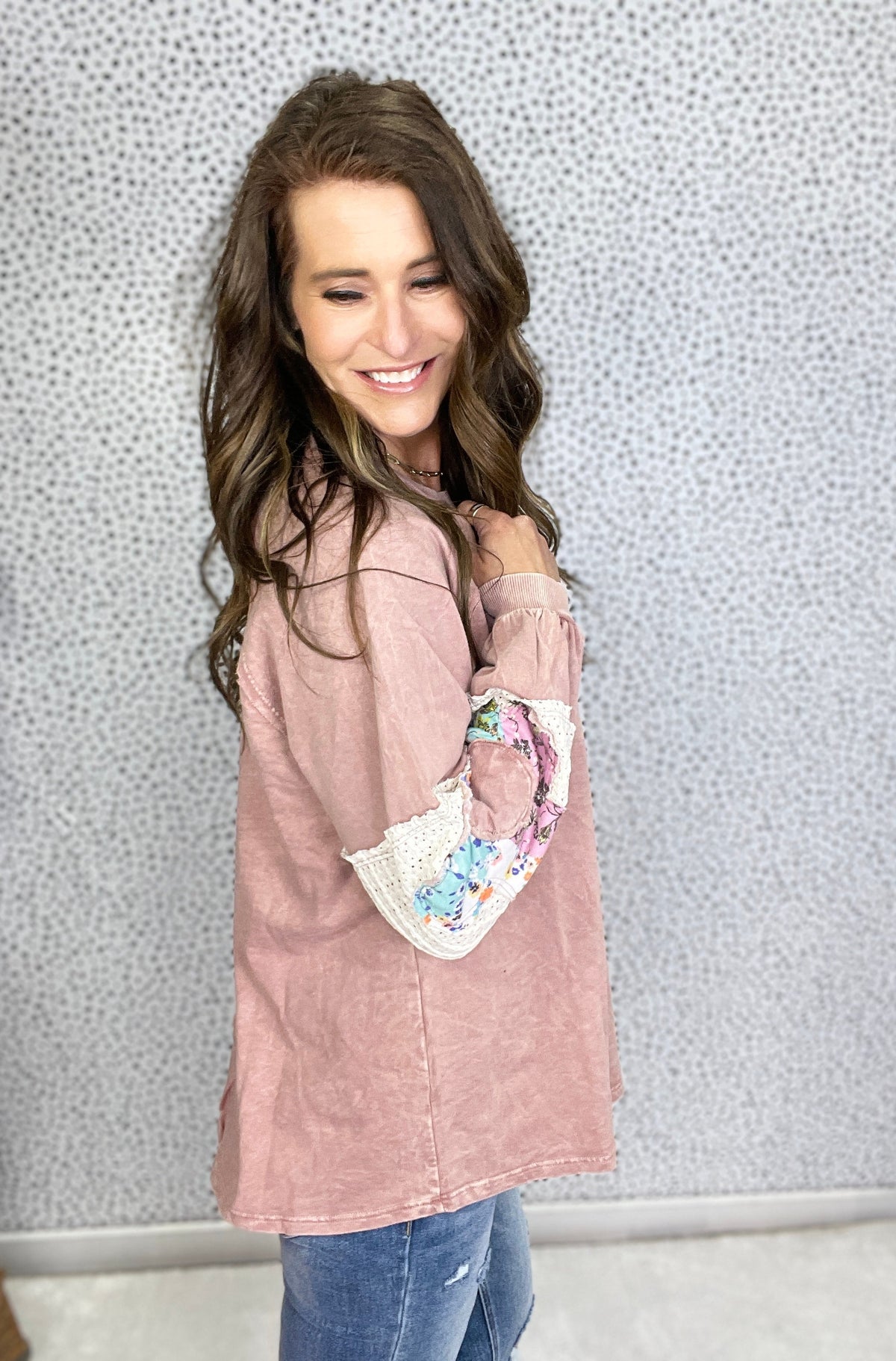 Still Playing Floral Patch Long Sleeve Top In 5 Colors *Final Sale*