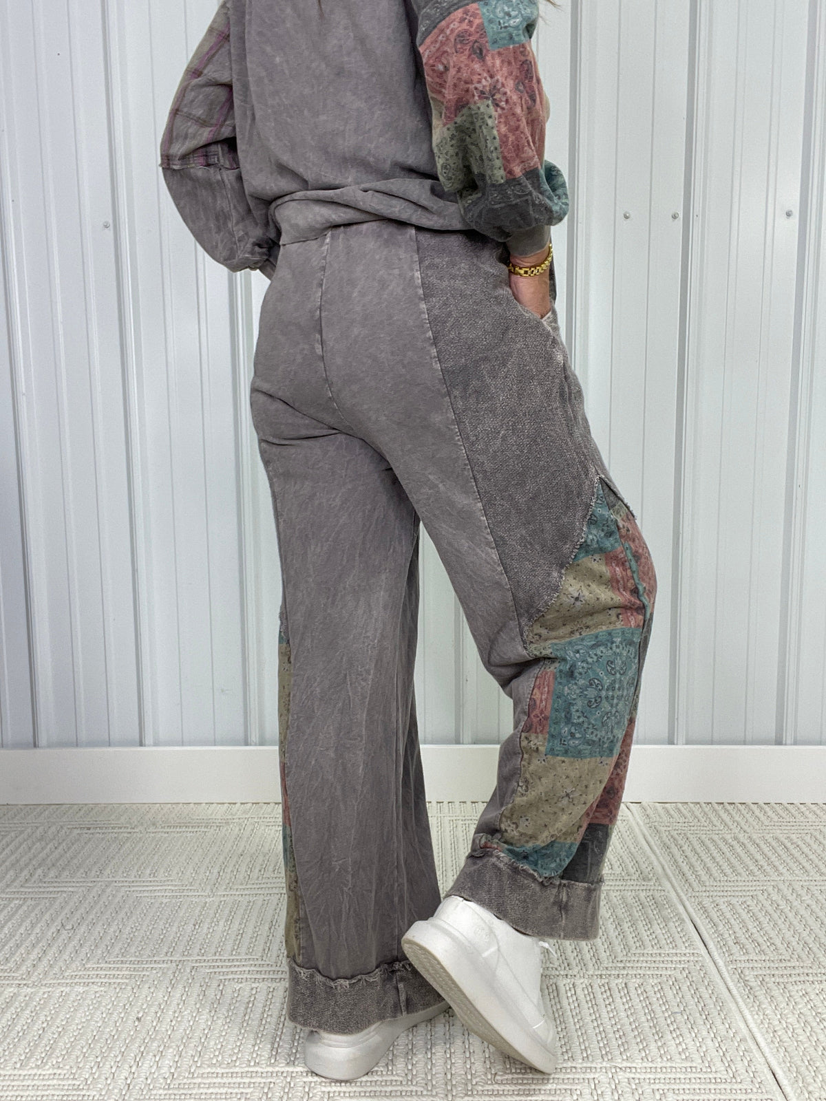 Patchwork Journey Wide Leg Pants in 2 Colors