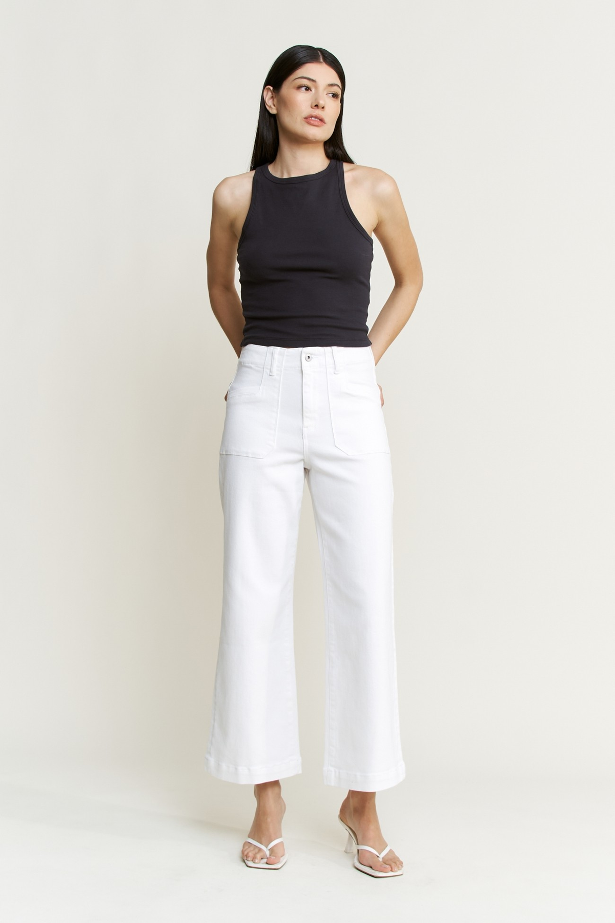 Mica Super High Wide Cropped Utility Jeans 539 In Milk *Final Sale*