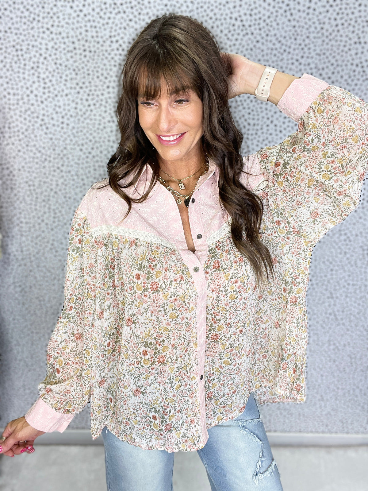 Pol Meadow Bloom Button-Up in 2 Colors