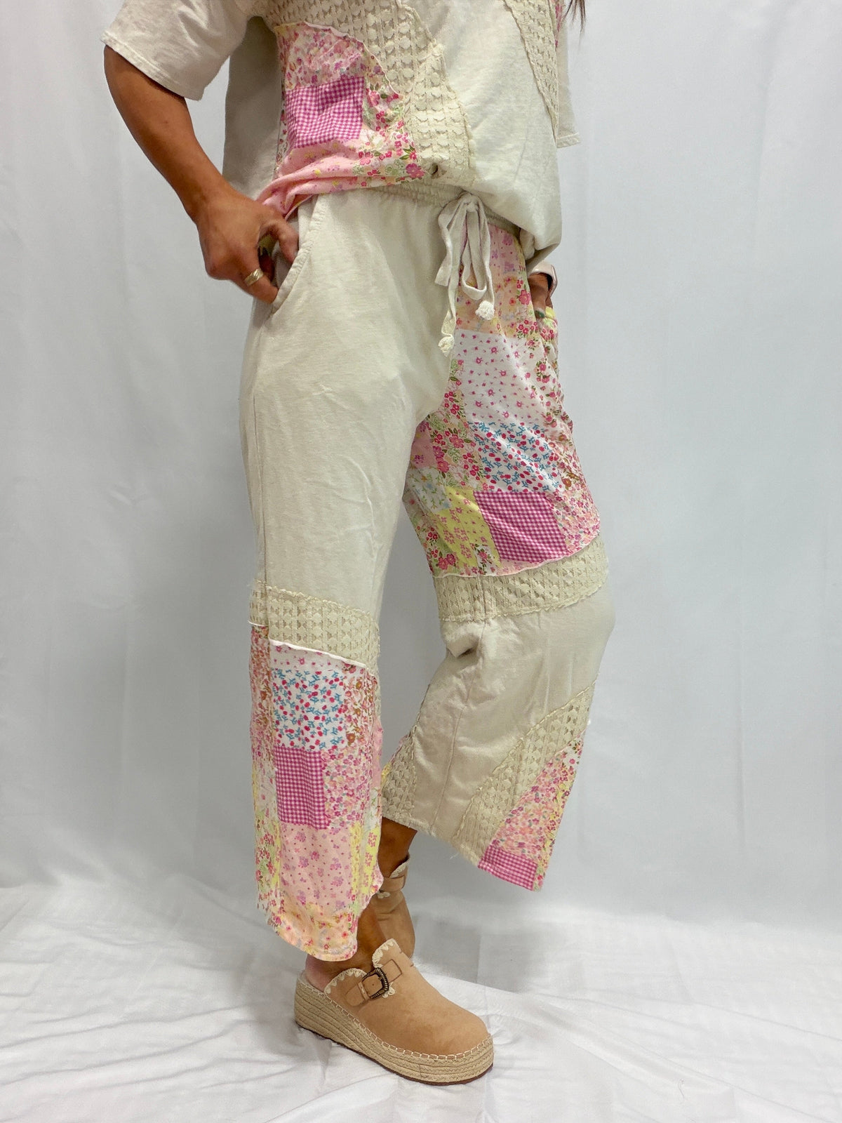 Blossom Trail Mineral Washed Picnic Print Pants in 4 Colors