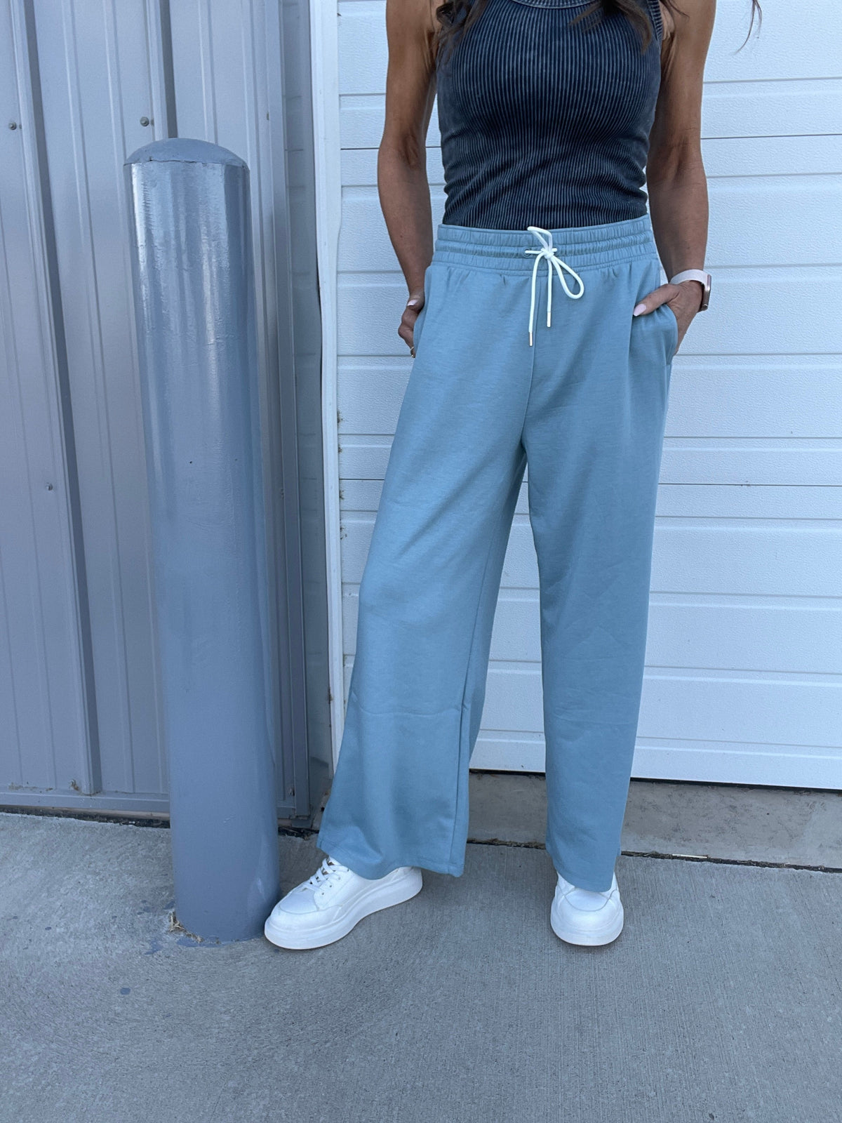 On Top Of It Scuba Drawstring Pants In 4 Colors: Black, Indigo, Beige, Blue Grey *Final Sale*