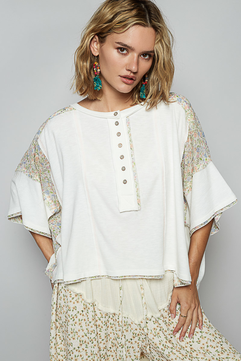 POL Stepping Out WIth The Girls Floral Print Patch Top In 3 Colors