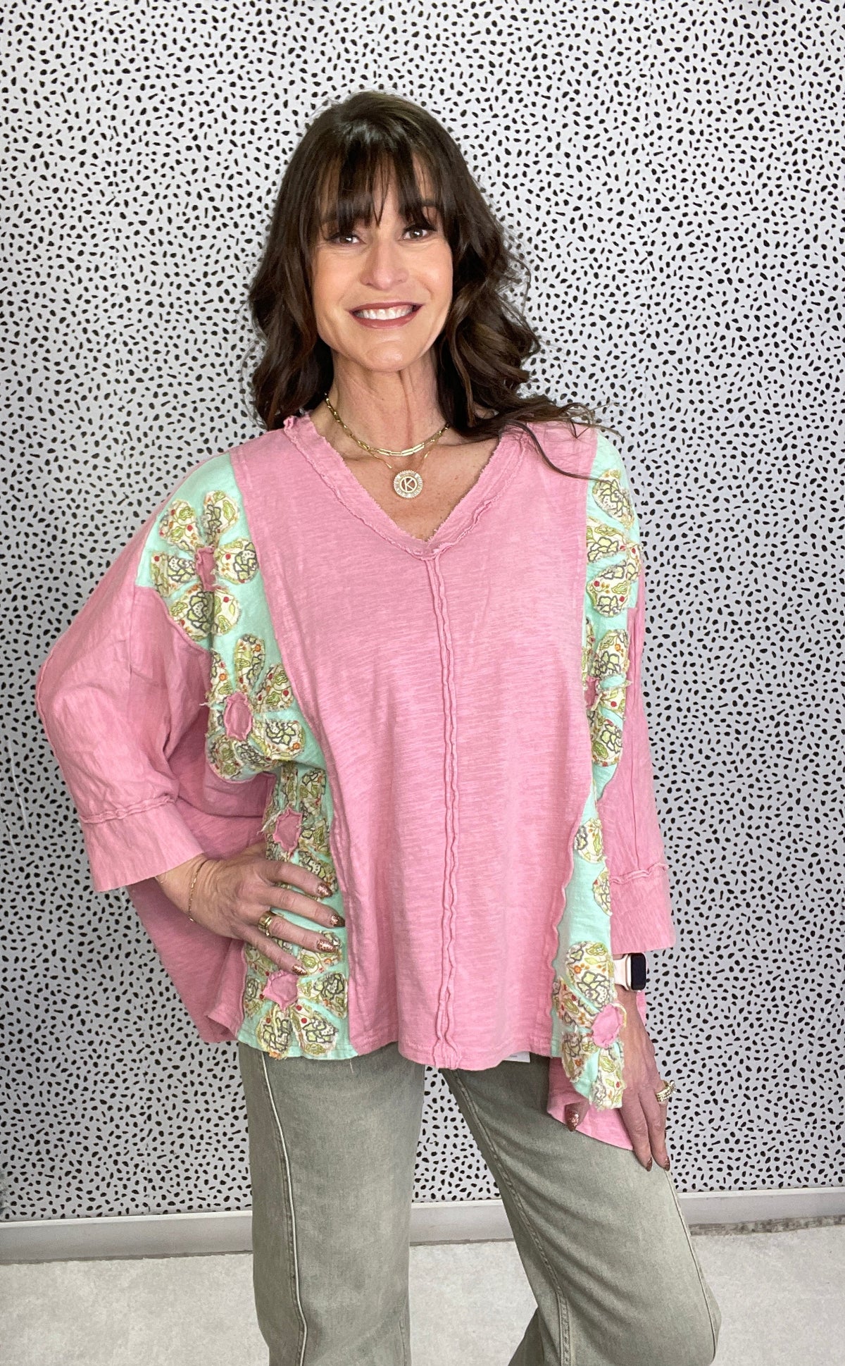 Groovy Petals Flower Patch Drop Shoulder Top In 2 Colors *Final Sale*