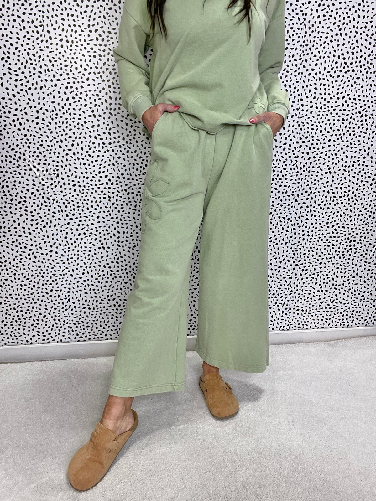 Flower Fields  Mineral Washed Terry Knit Pants In 2 Colors *Final Sale*