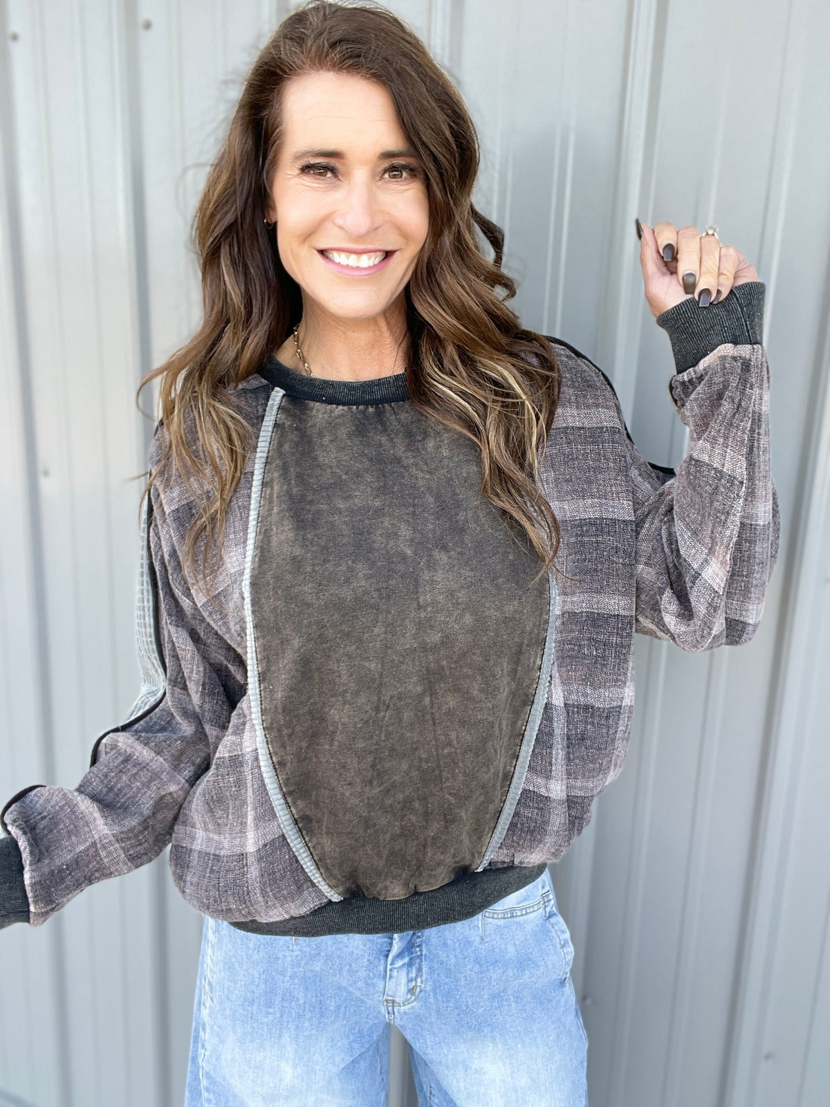 Oli & Hali That's For Sure Mineral Washed Oversized Pullover Top In 2 Colors *Final Sale*