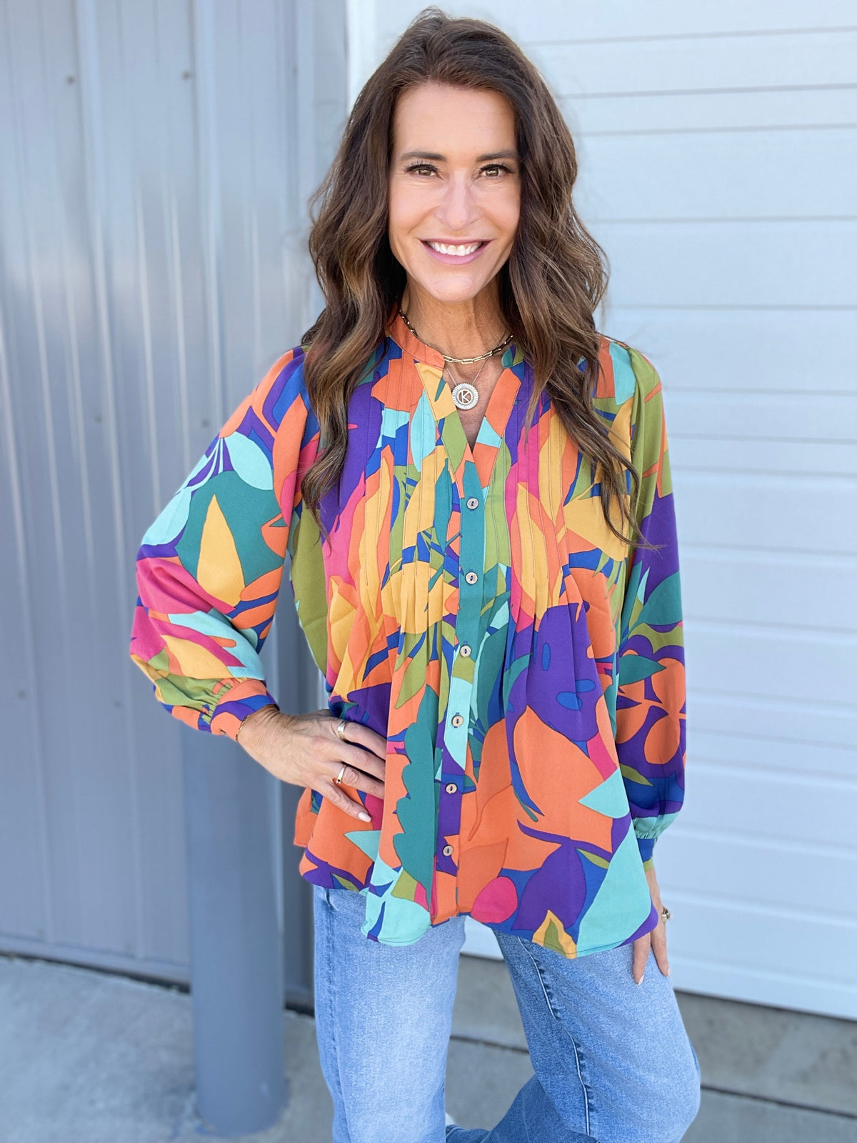 Day Is Bright Button Down Top In 3 Colors: Magenta, Mocha, Peach *Final Sale*