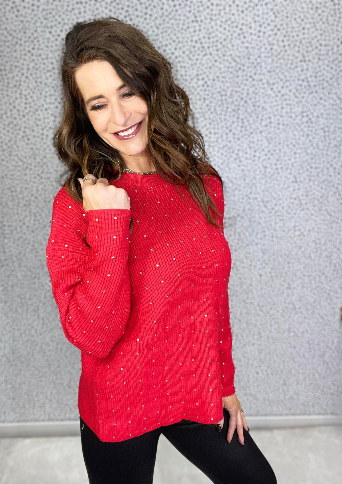 Time To Shine Rhinestone Detail Sweater