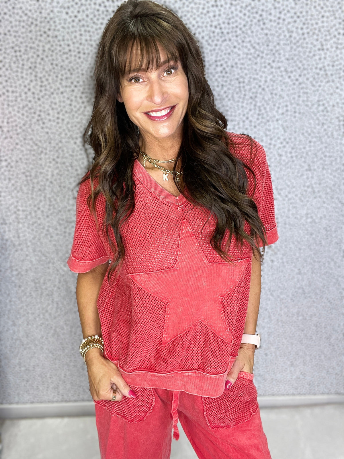 Forever Fun Star Patch Mesh Top In 5 Colors