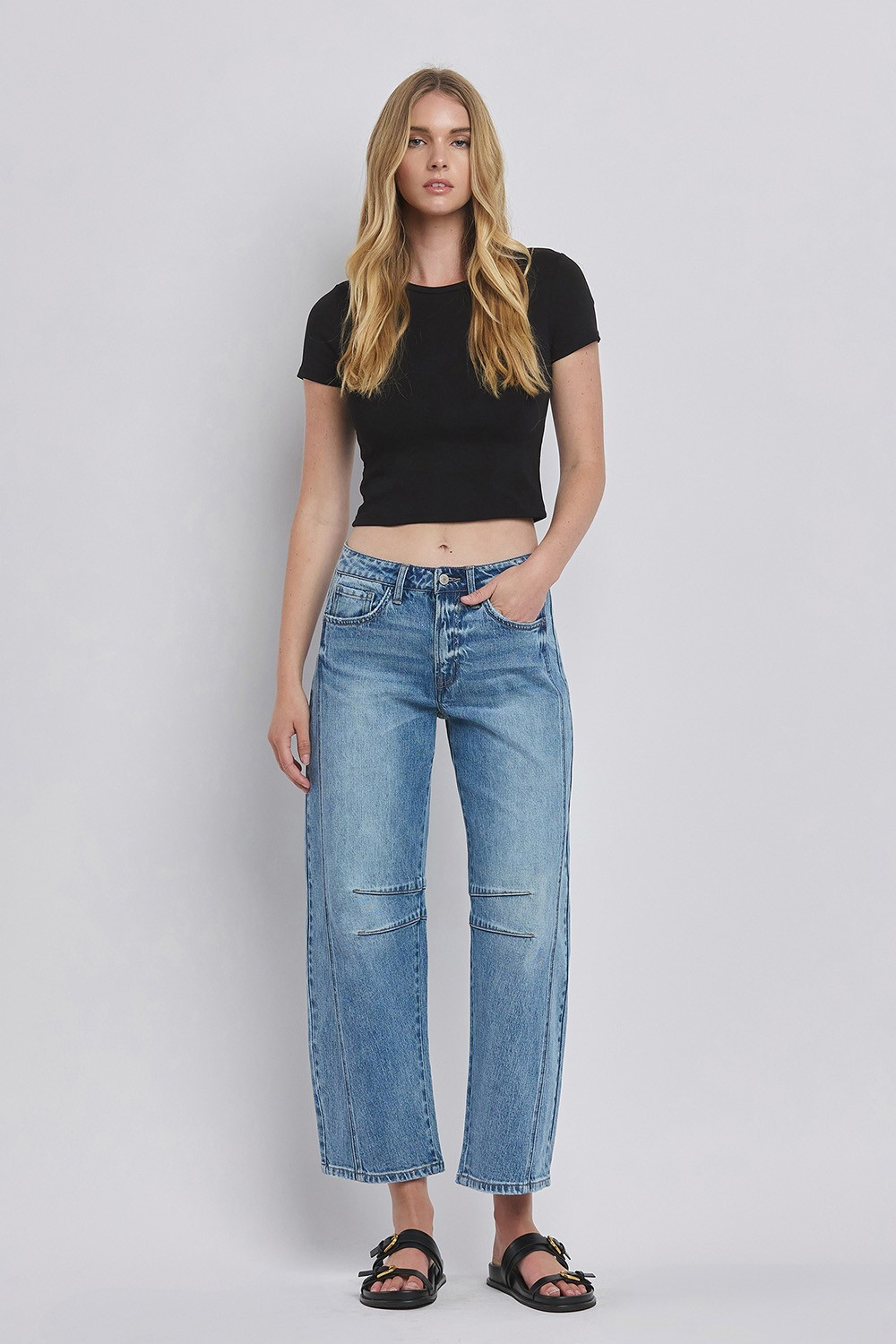 Vervet Val High Rise Barrel Leg Jeans 514 In Tingle
