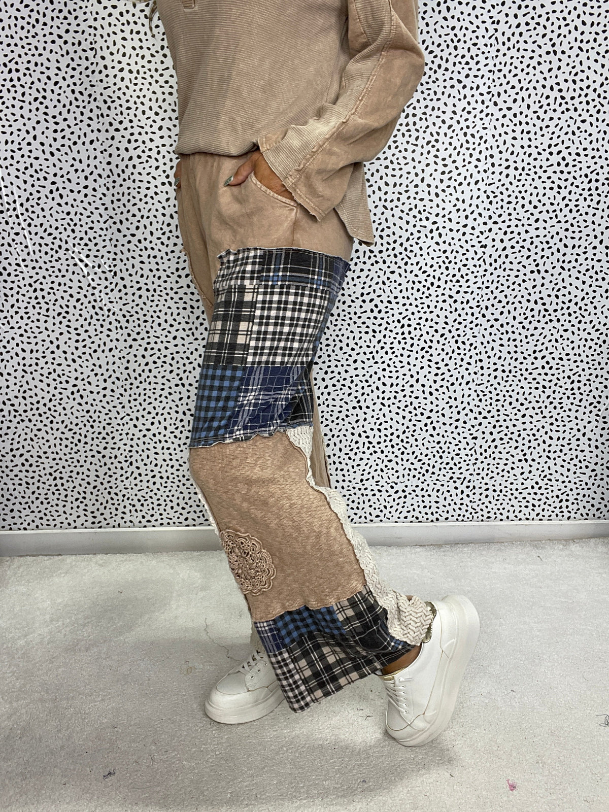 Tell You All Patched Doily Pants In 2 Colors