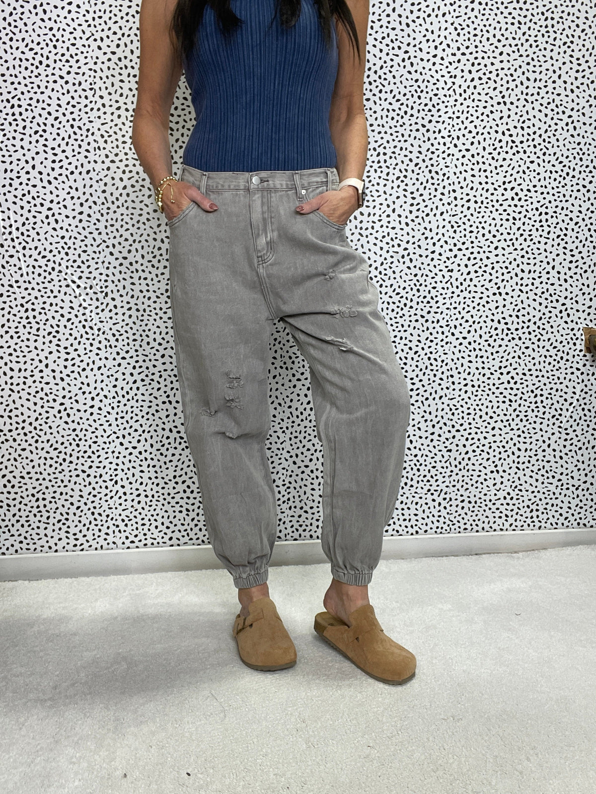 POL Check The Beat Distressed Jogger Pants In 3 Colors