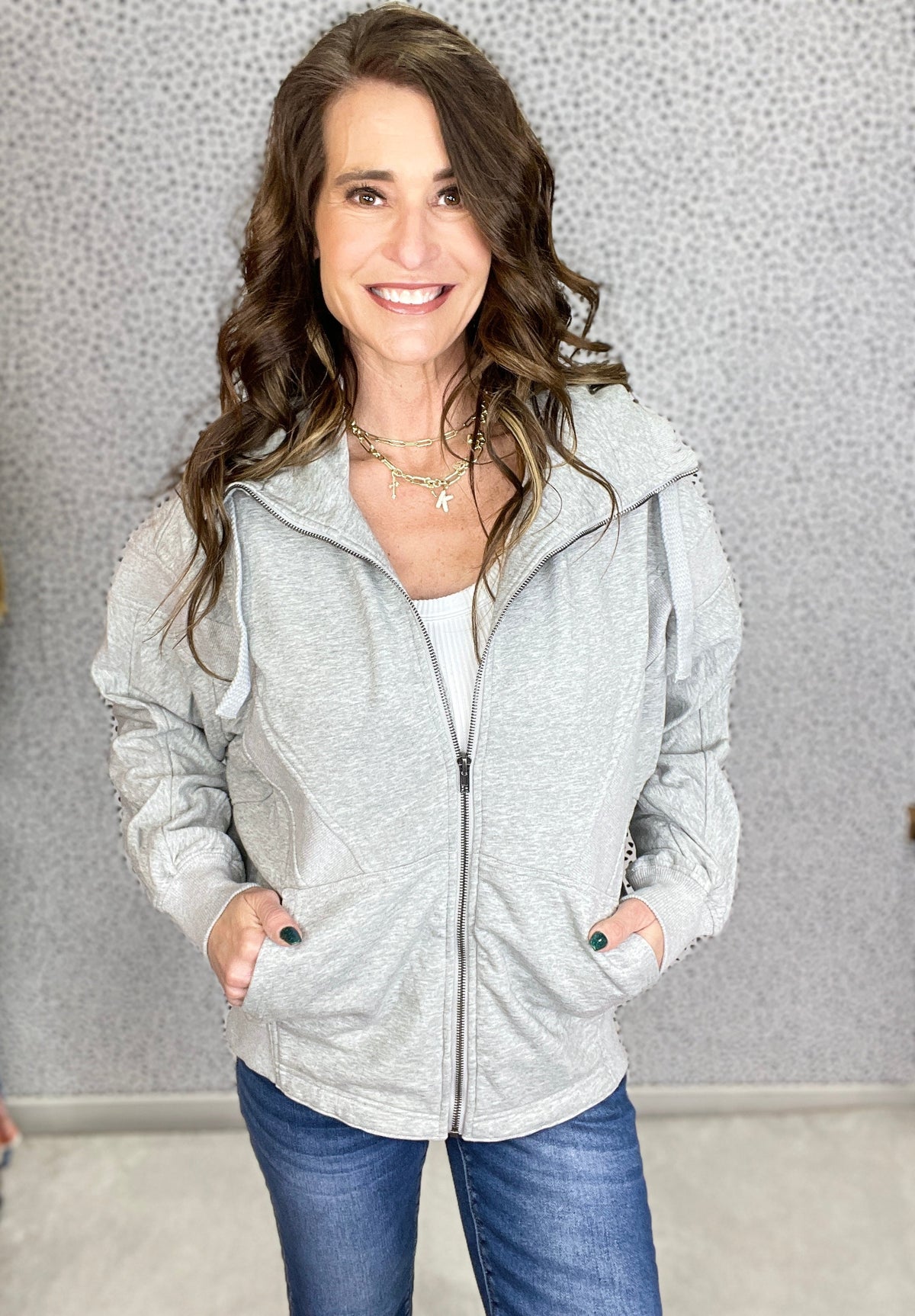 City Edge Terry Knit Full Zip Up Hoodie In 2 Colors