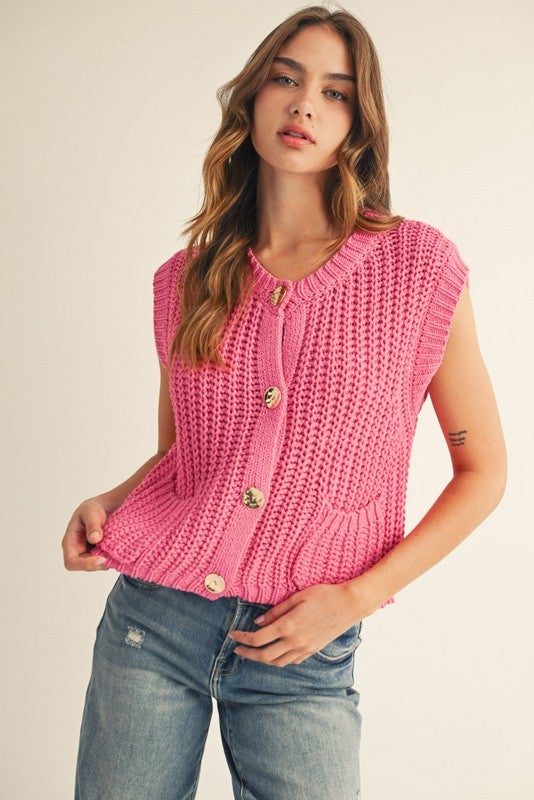 Pre-Order Button Down Comfy Sweater Vest In 3 Colors *Final Sale*