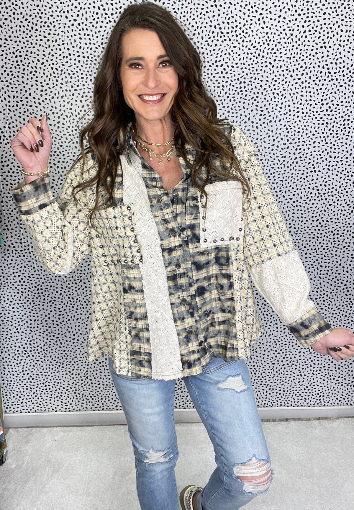 POL What I Got Oversized Long Sleeve Plaid Top In 2 Colors *Final Sale*