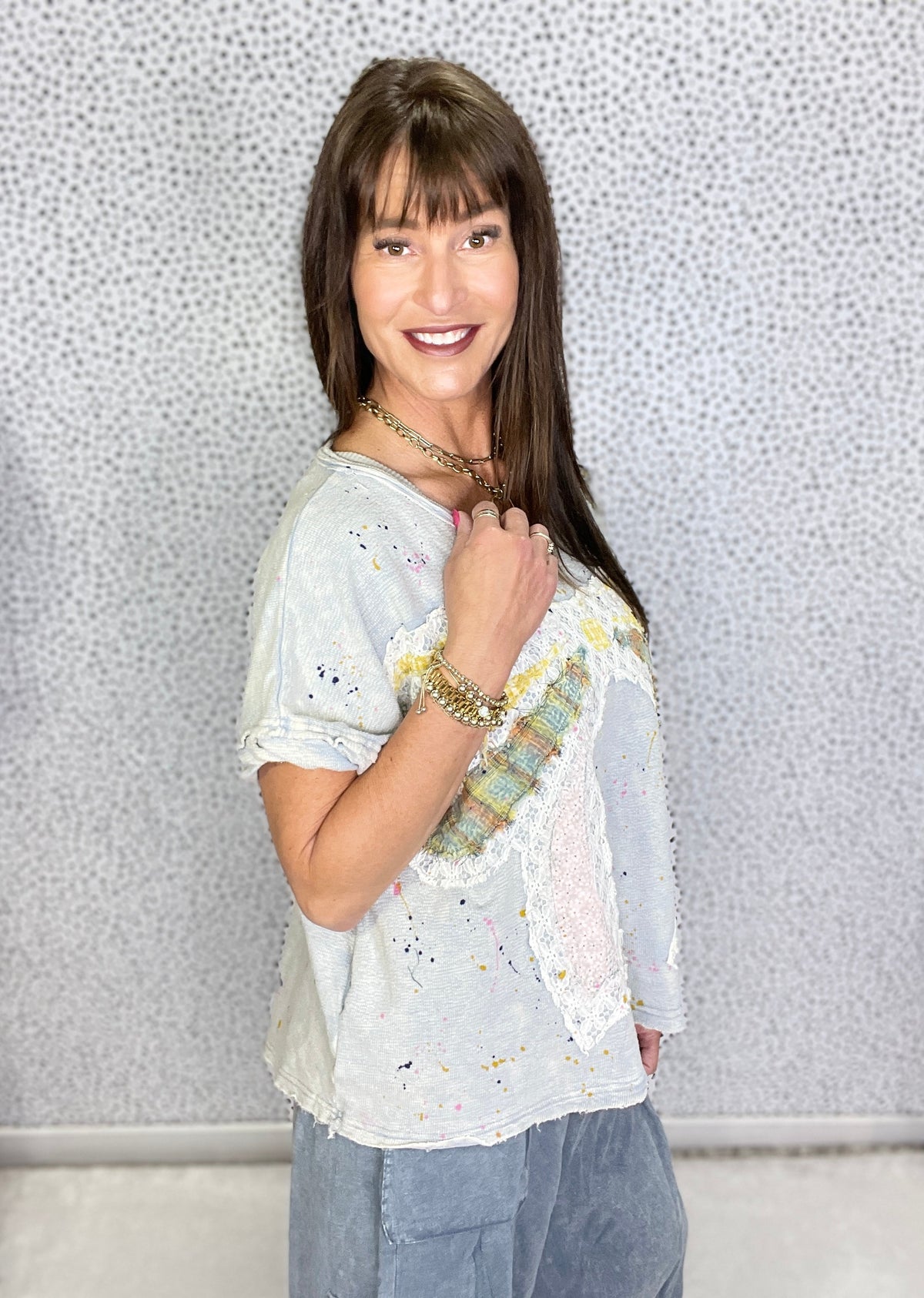 Oli & Hali Painted Dreams Patchwork Top In 2 Colors *Final Sale*