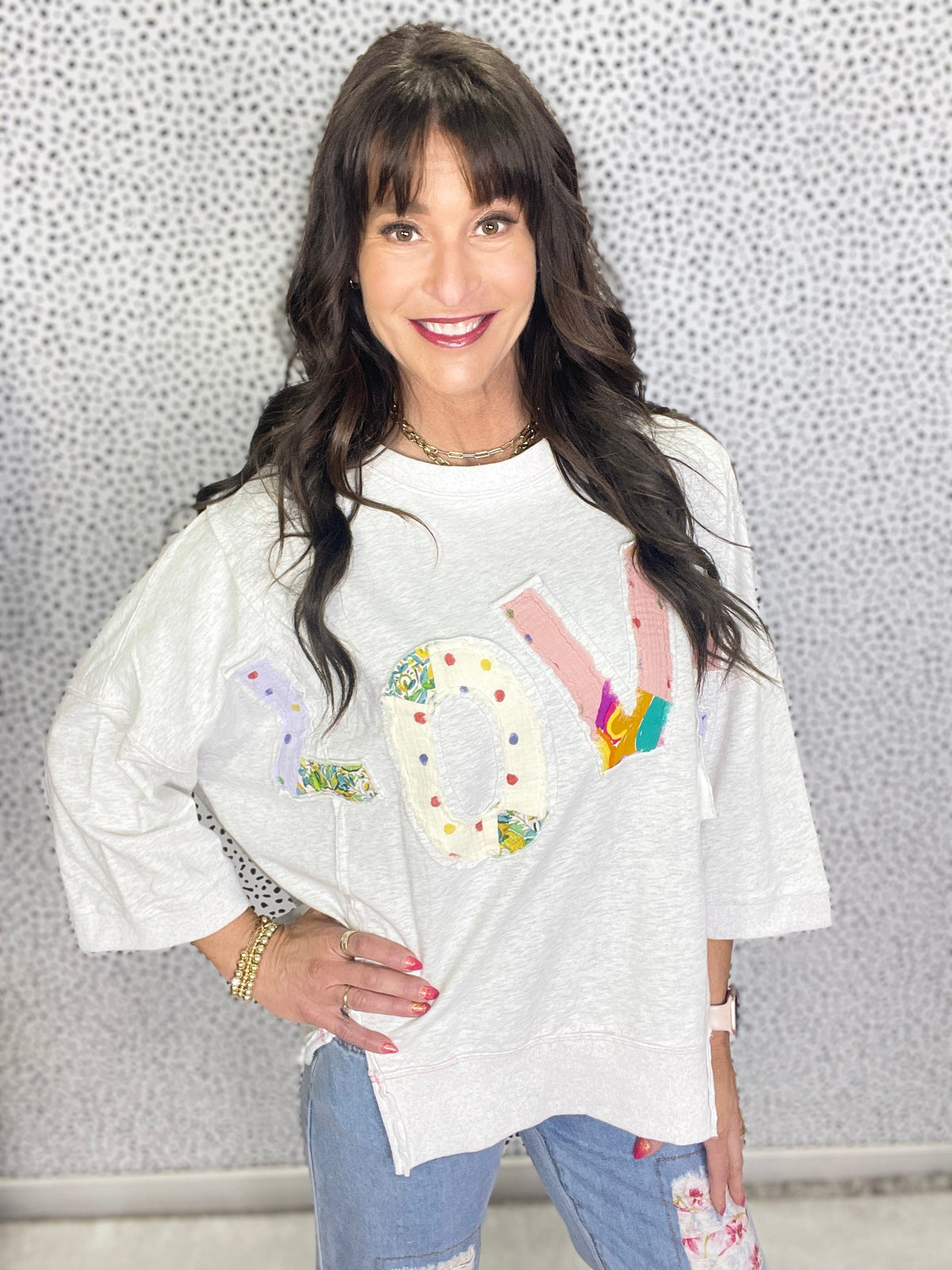 Love All Around Love Patch Terry Knit Pullover In 6 Colors