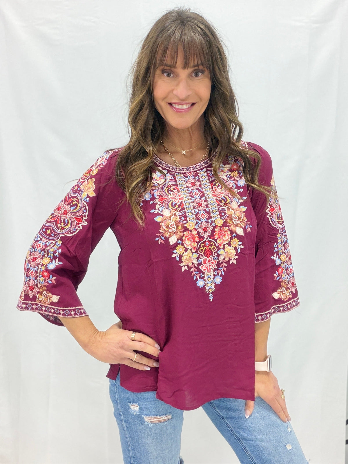 Autumn Bloom Burgundy Top *Final Sale*