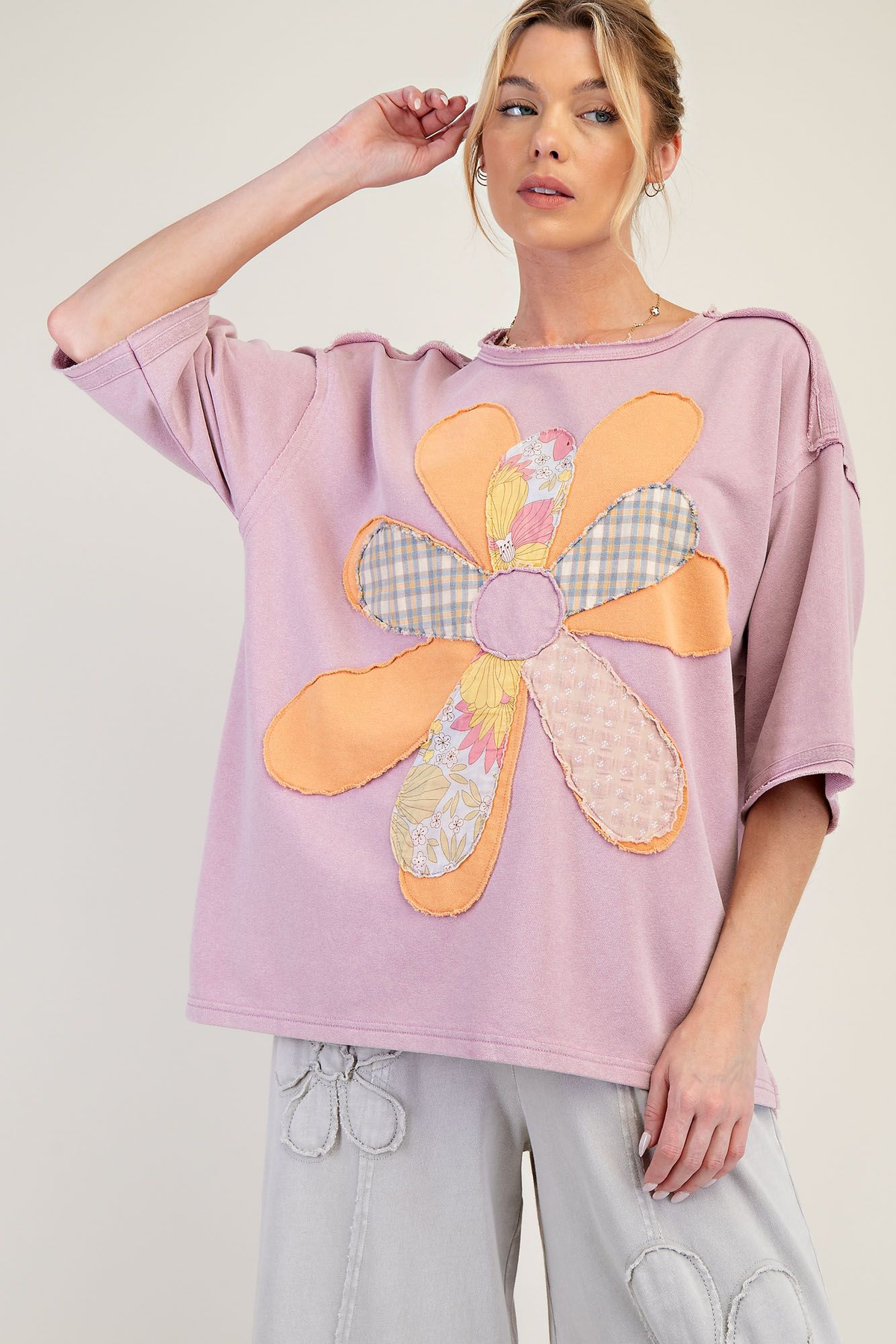 Fun Blossom Flower Patch Terry Knit Top In 4 Colors *Final Sale*
