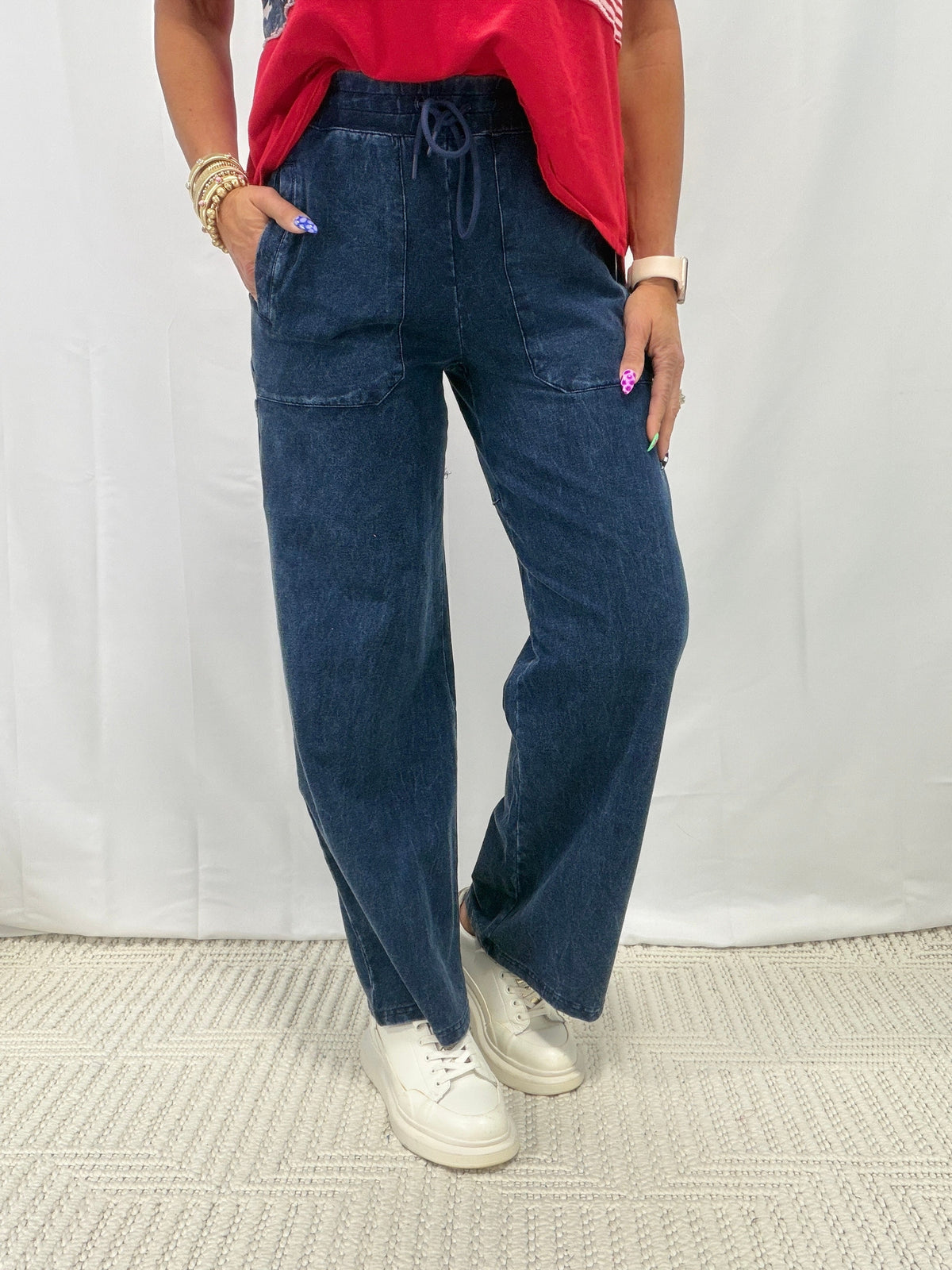 Move Mountains Mineral Wash Utility Pants In Denim