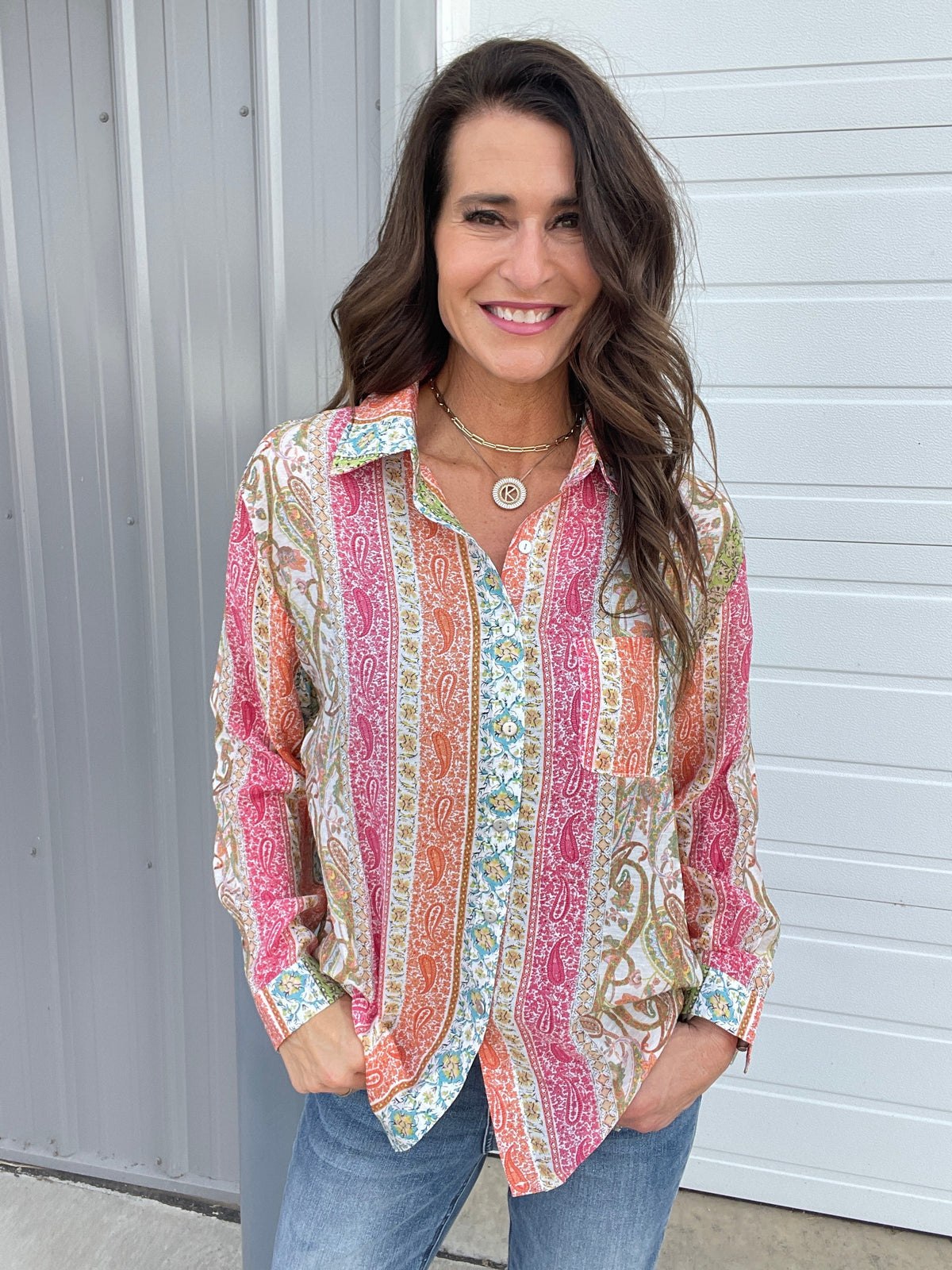 POL Mixed Emotions Vintage Washed Patterned Woven Shirt *Final Sale*