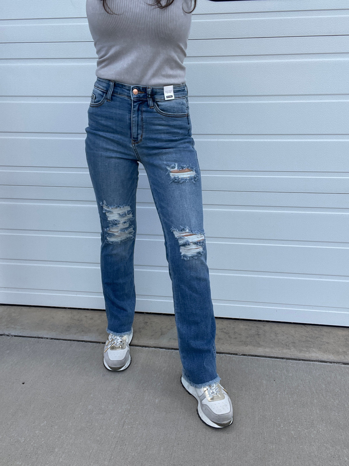 Judy Blue Kolby High Waist Frey Bootcut Jeans 542
