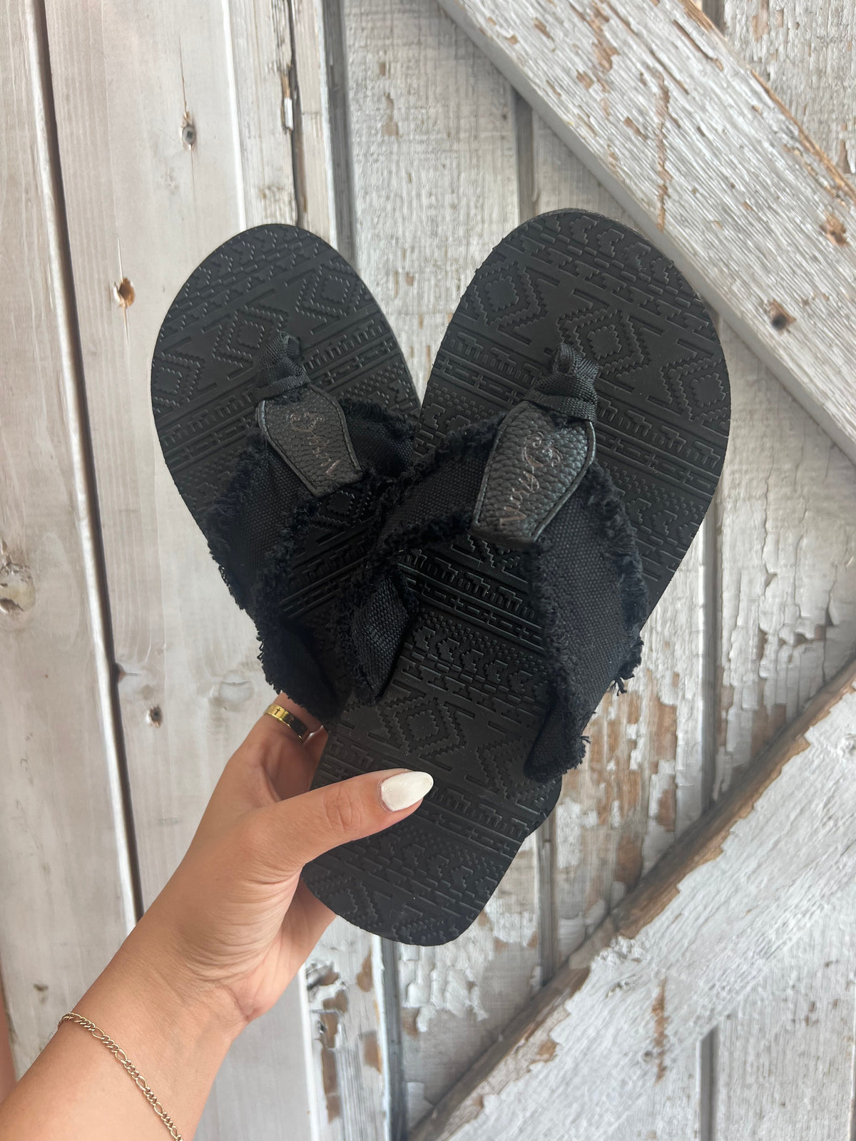 Very G Black Twill Flip Flops