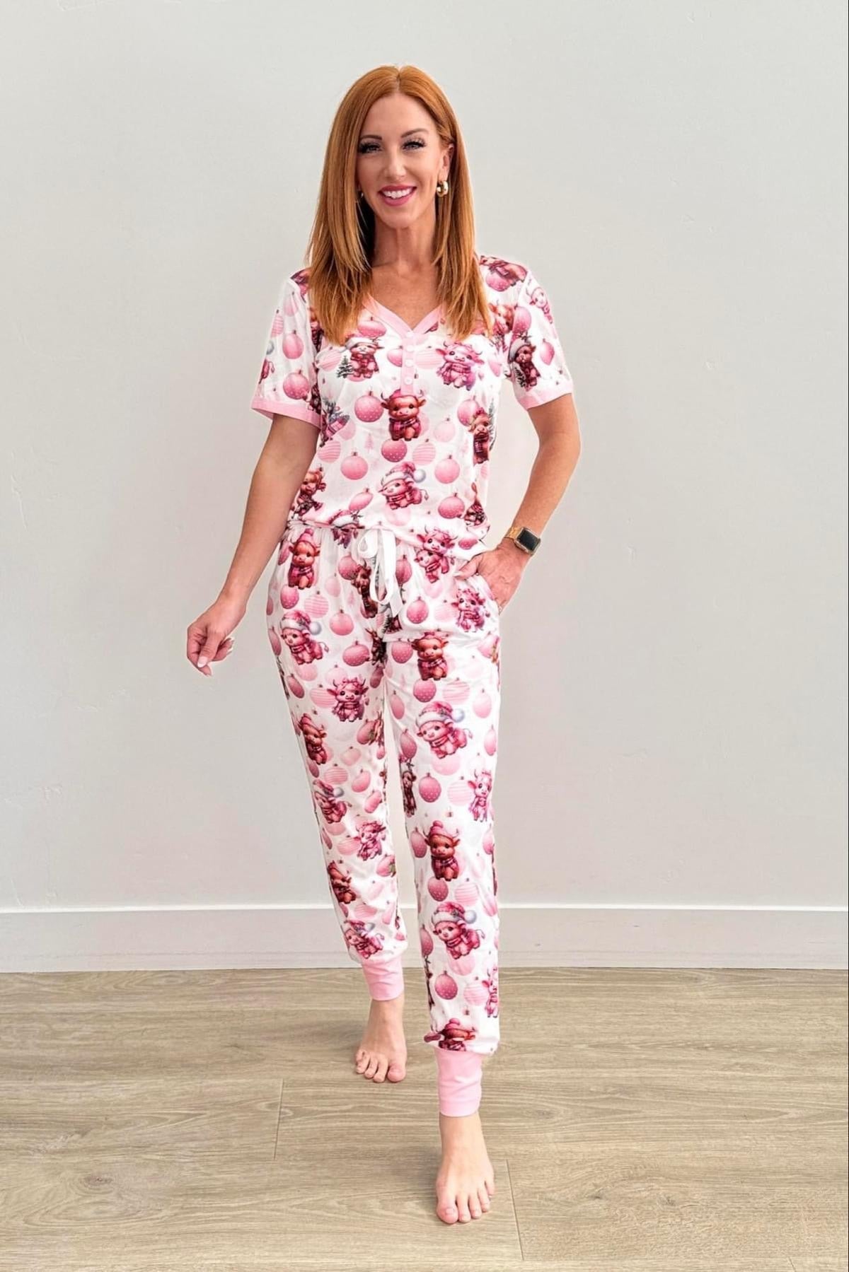 Holiday Shirely & Stone Jogger Pants and Short Sleeve Pajama Set *Final Sale*