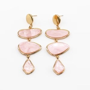 Gold Circle & Pearlized Triple Drop Earrings In 2 Colors *Final Sale*