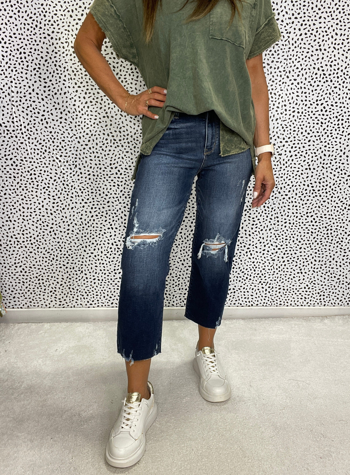 Judy Blue Willa High Waist Wide Leg Crop Jeans
