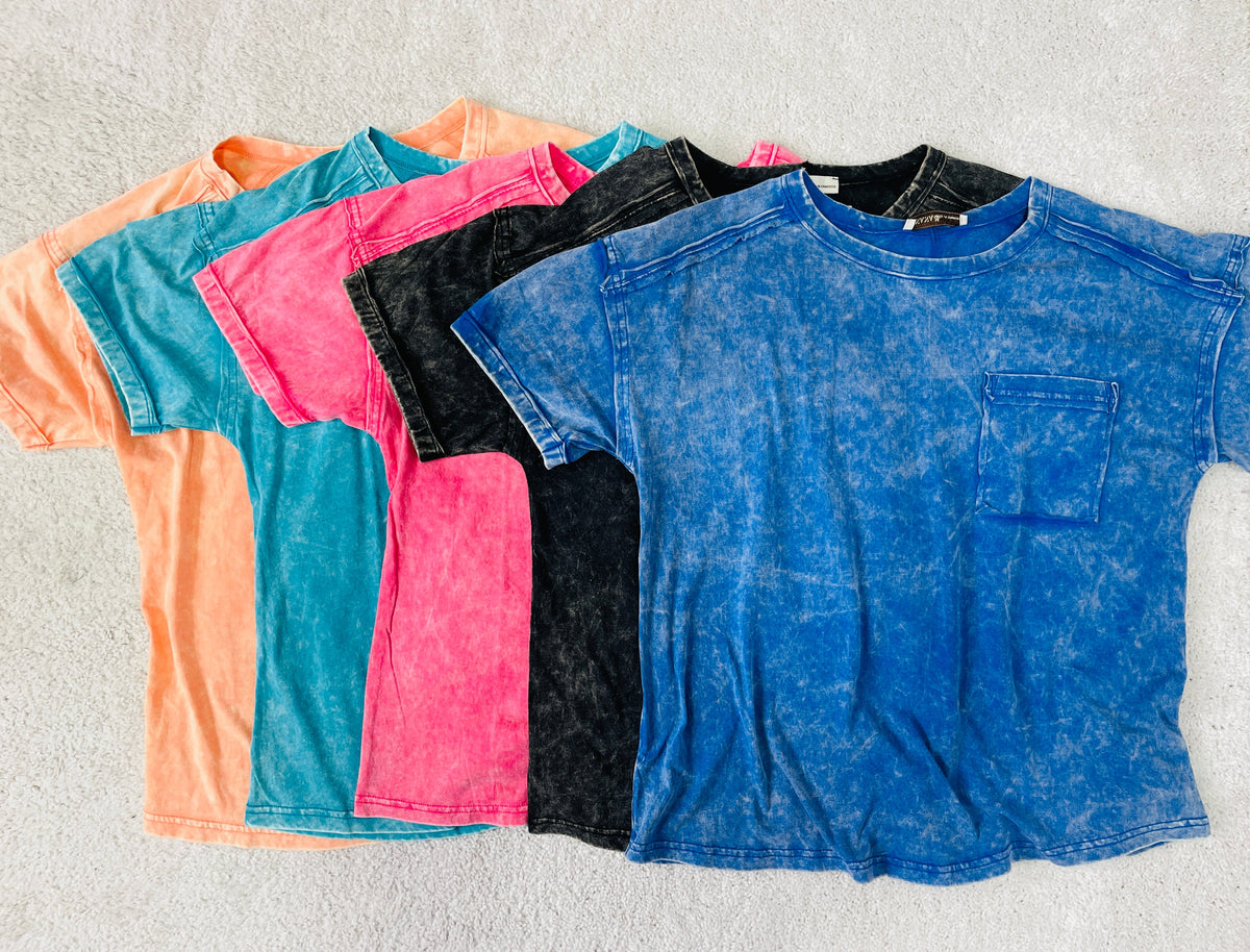 Little Moments Acid Washed Top In 6 Colors *Final Sale*