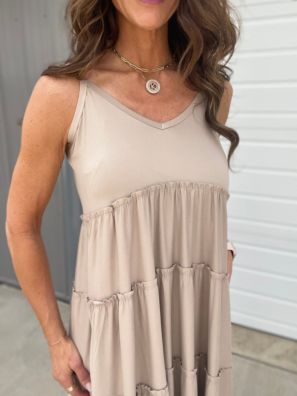 She's Got The Look Tiered Cami V Neck Adjustable Strap Maxi Dress In 4 Colors *Final Sale*